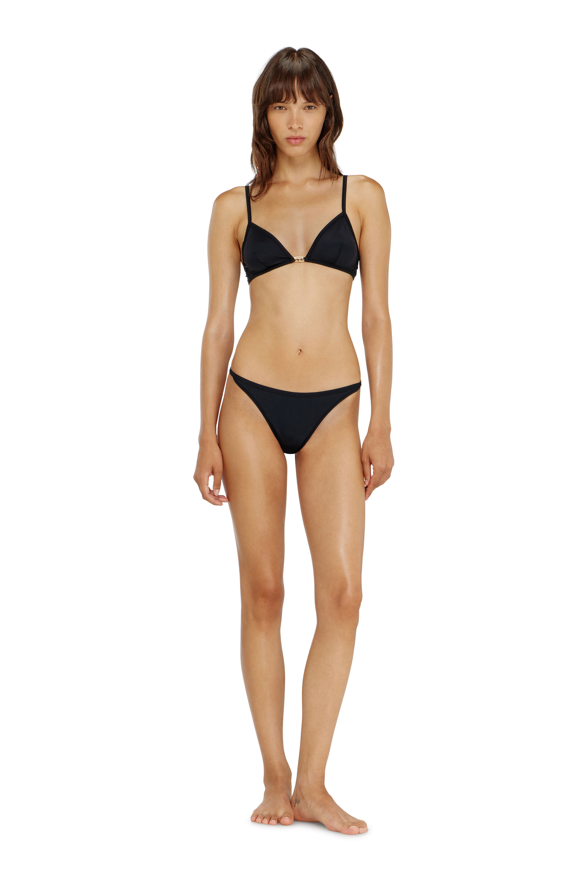 Diesel - LUNA-UTLT, Woman's Triangle bra in nylon with Oval D detail in Black - 3