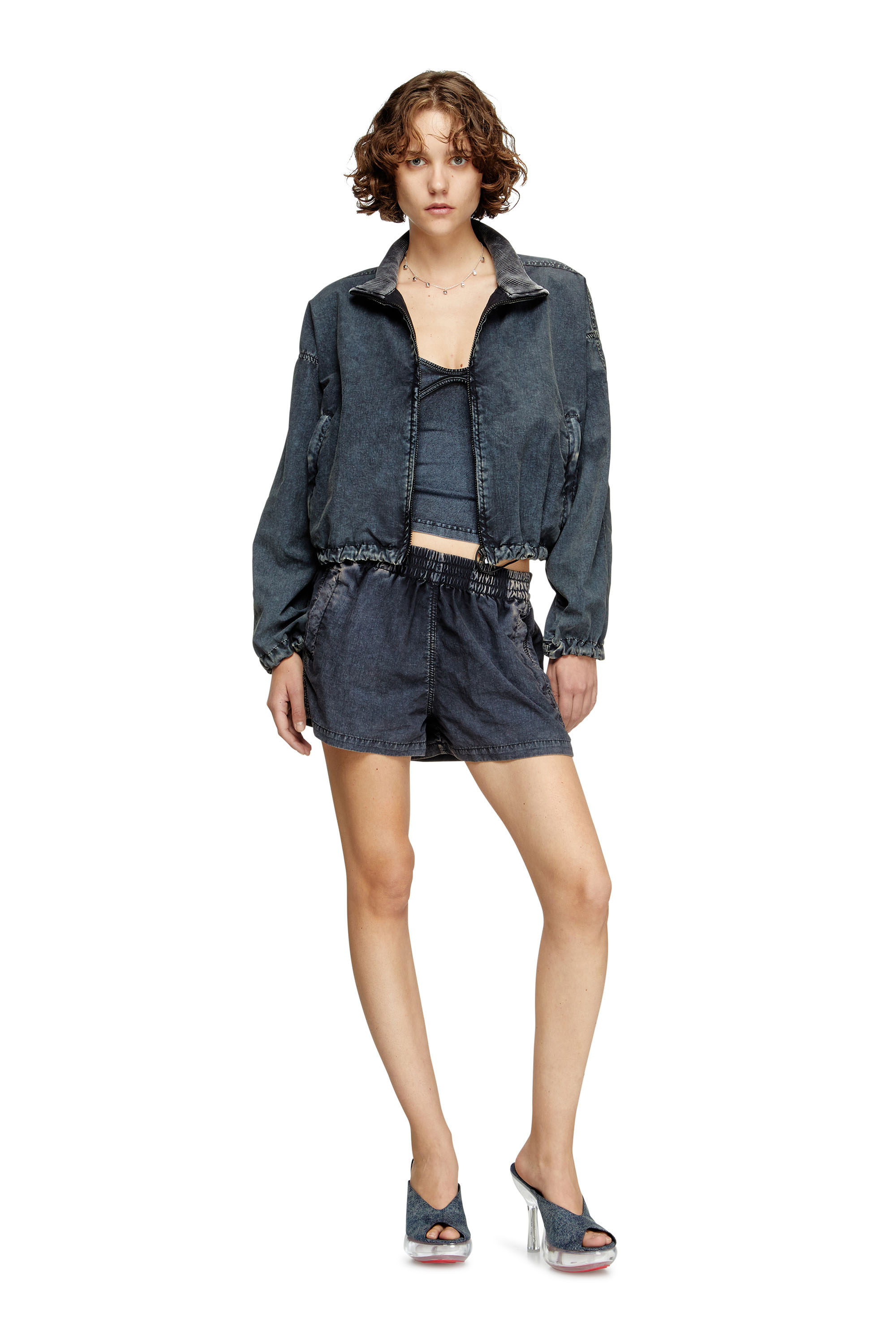 Diesel - S-OUND, Woman's Boxer shorts in treated Taslan in Dark Blue - 2