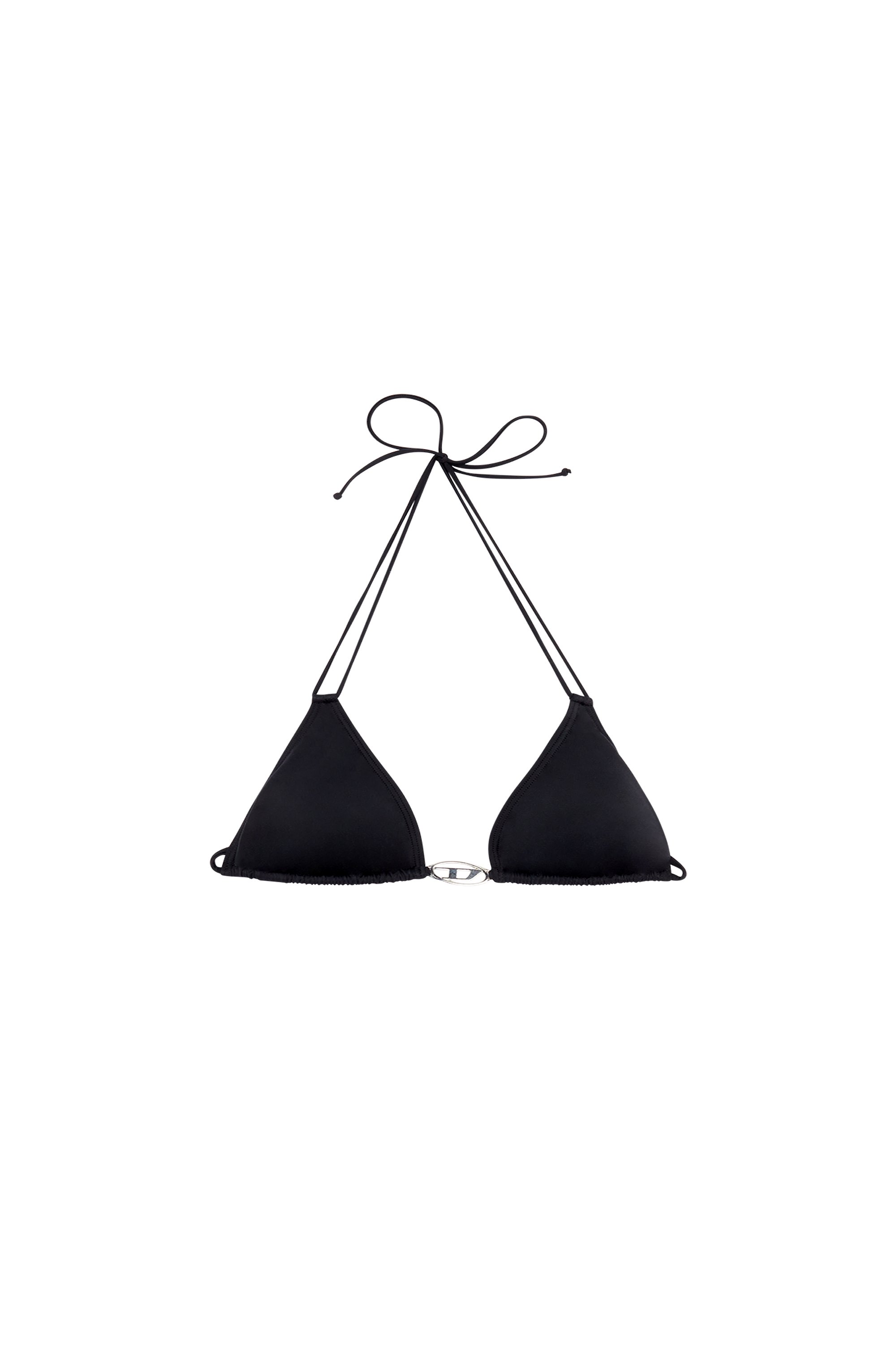 Diesel - BFB-SEES-O, Woman's Bikini top with Oval D plaque in Black - 4