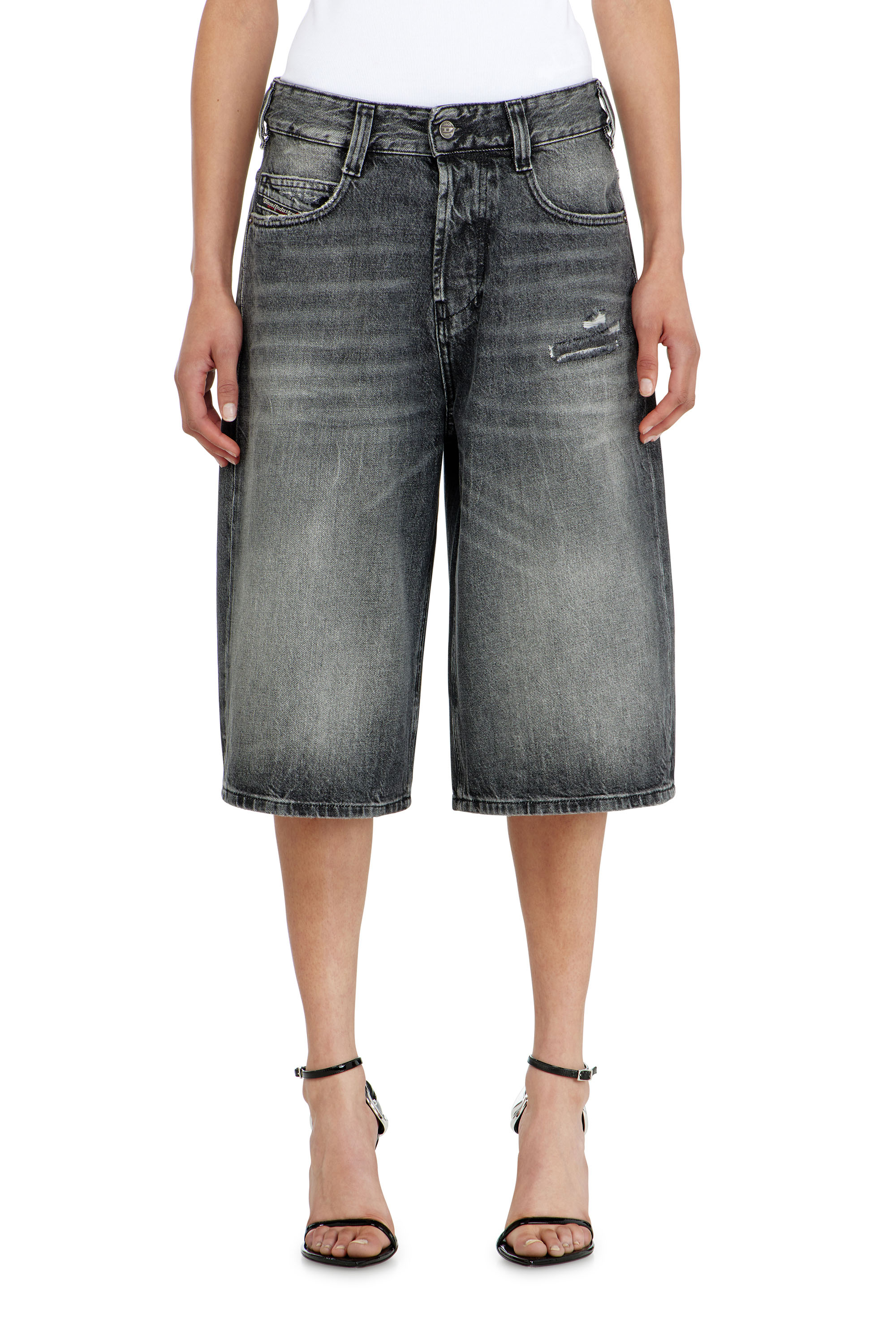 Diesel - D-ENIM-M-SHORT, Unisex's Denim relaxed shorts with abrasions in null - 1