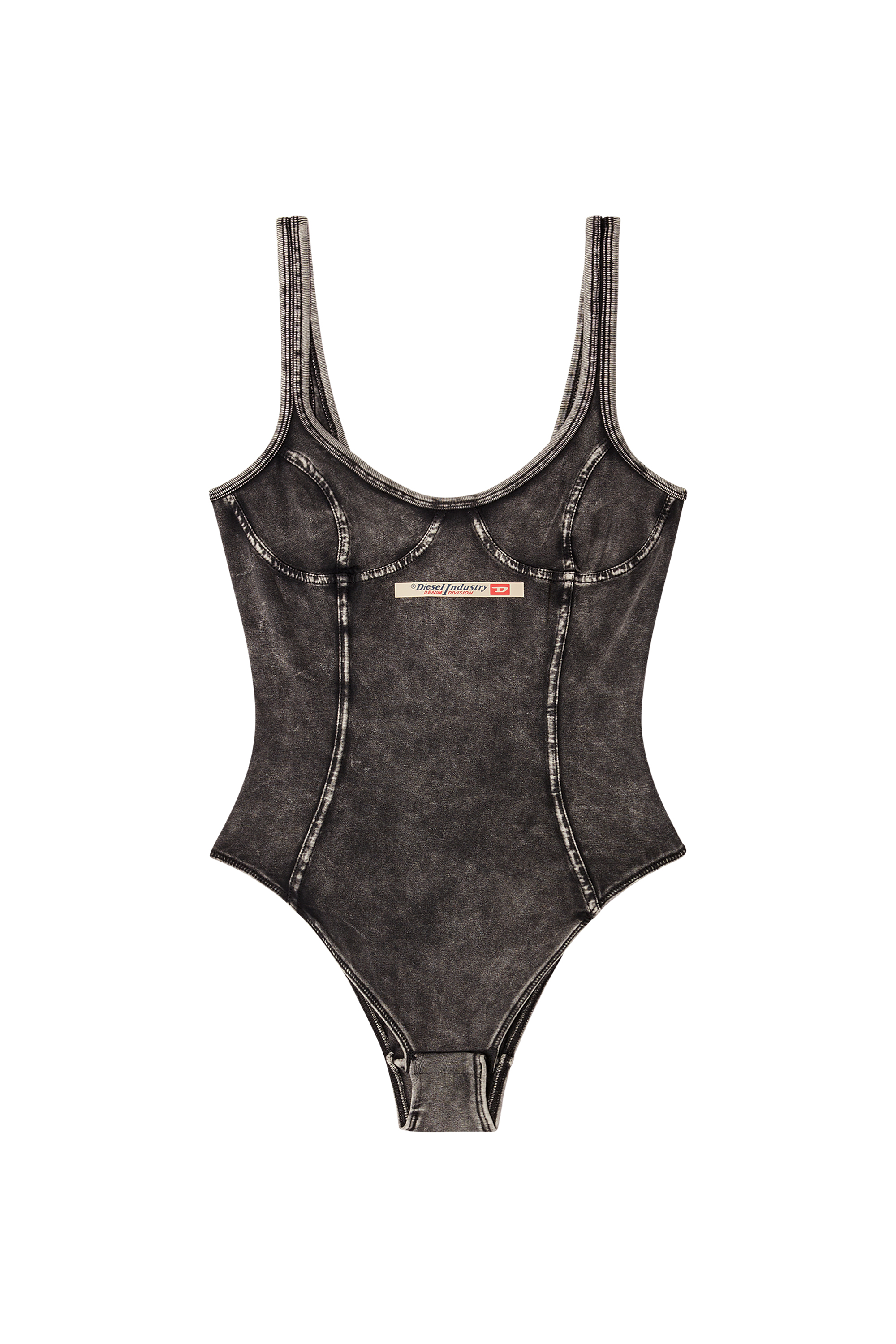 Diesel - CAMI-DNM, Woman's Bodysuit in denim-effect jersey in Black - 3