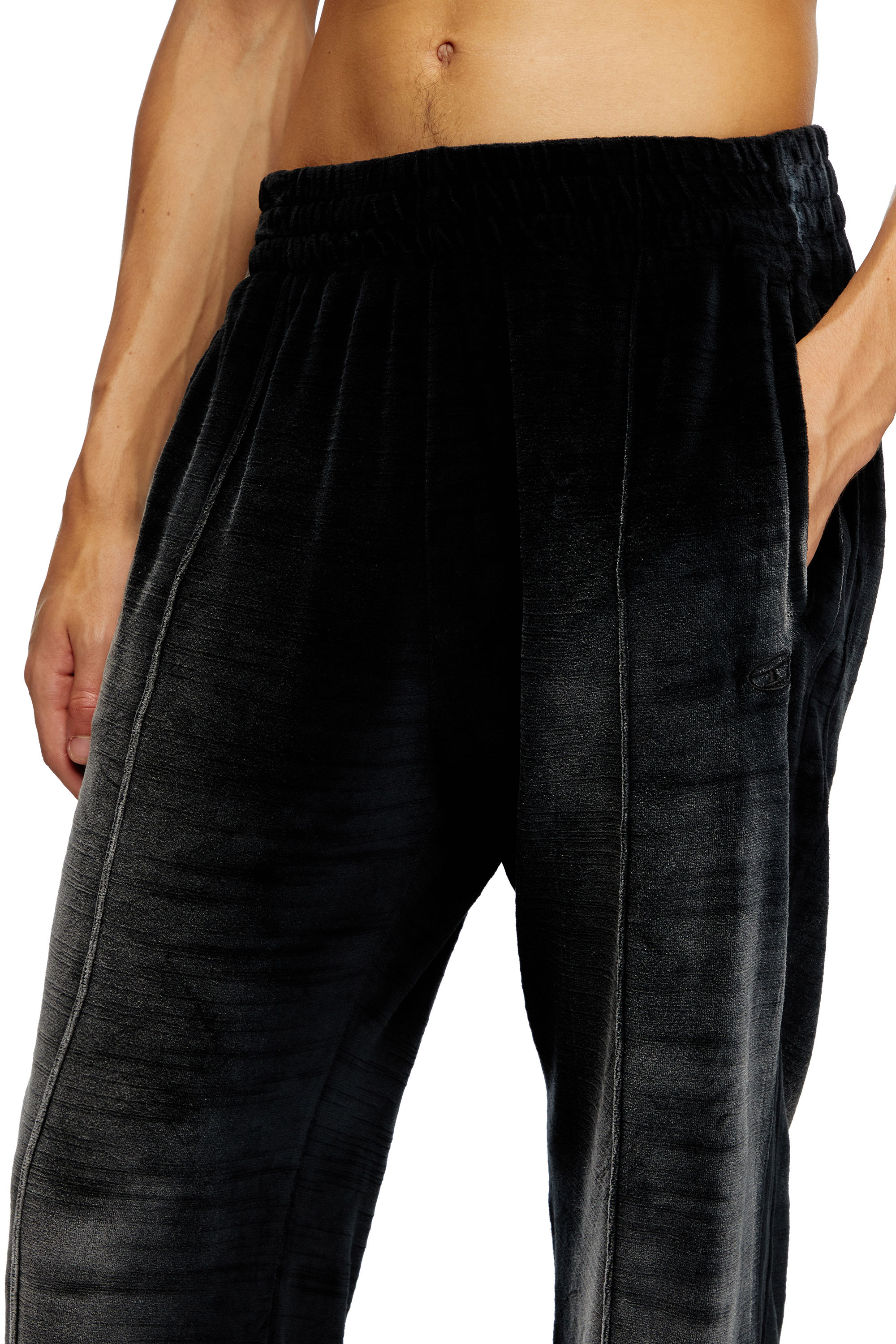 Diesel - P-OZAMP-BAND, Man's Faded chenille track pants in Black - 5