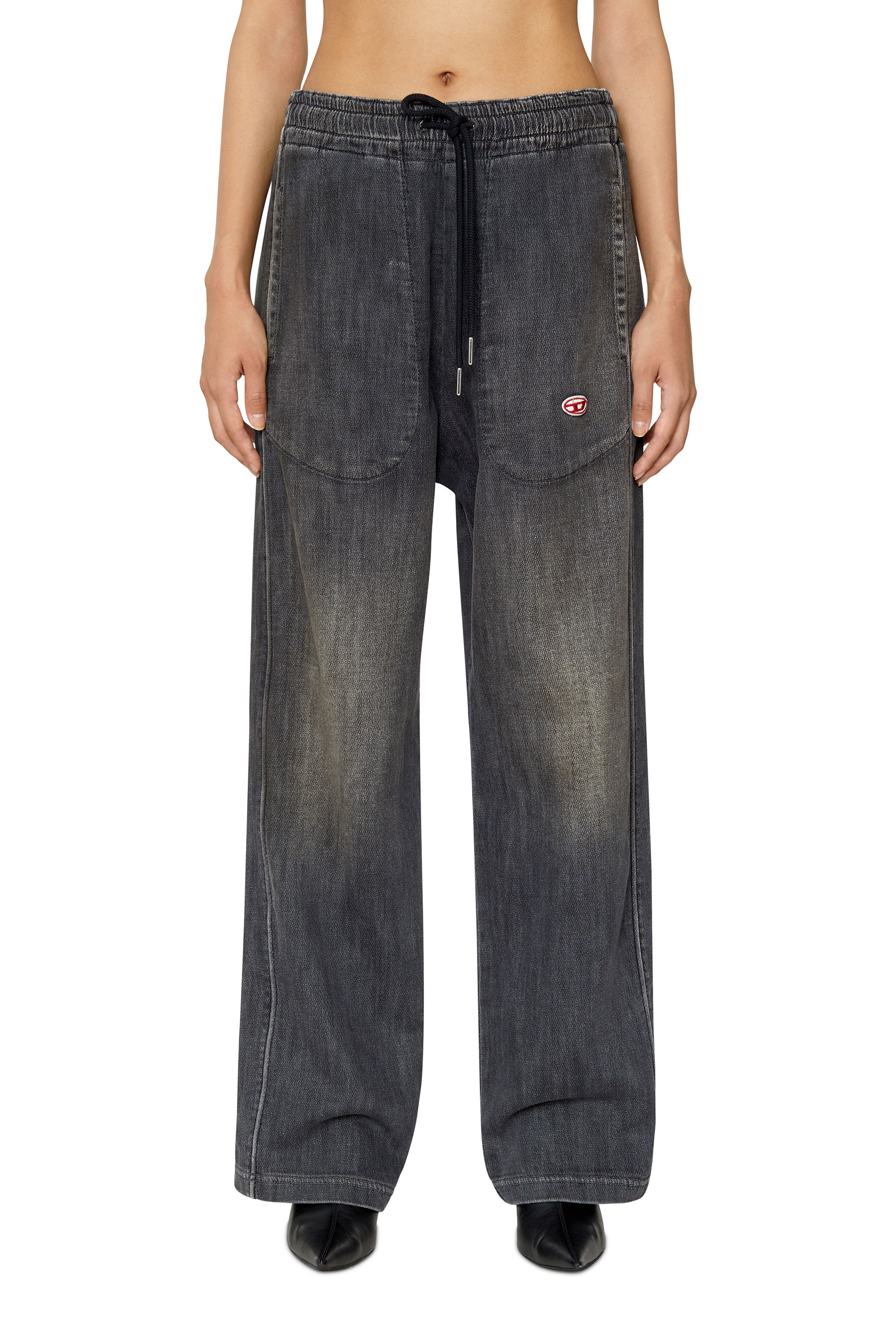 Diesel - Straight D-Martians Track Denim 09E30, Black/Dark grey - Image 1