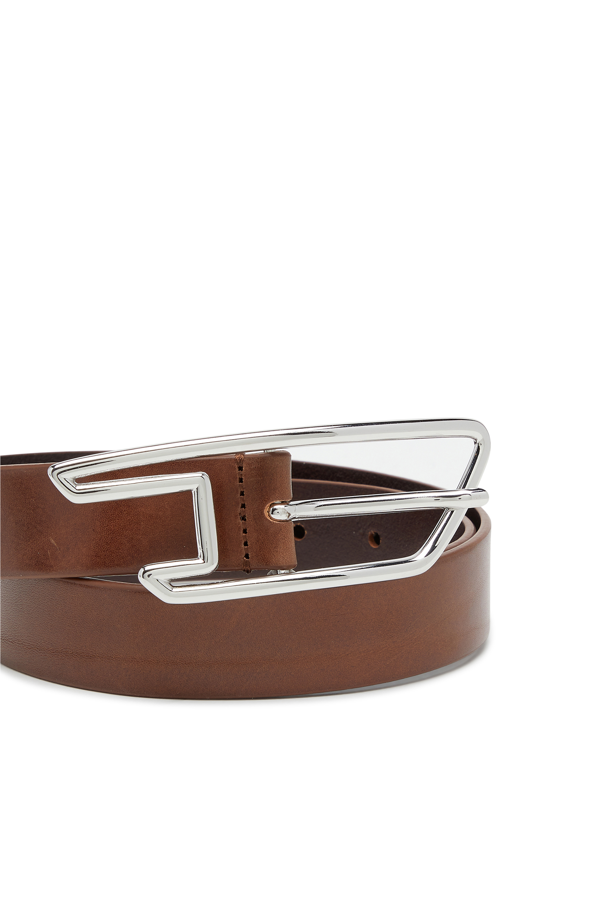Diesel - B-D LINE W 30, Woman's 3cm belt in pull-up leather in Brown - 3