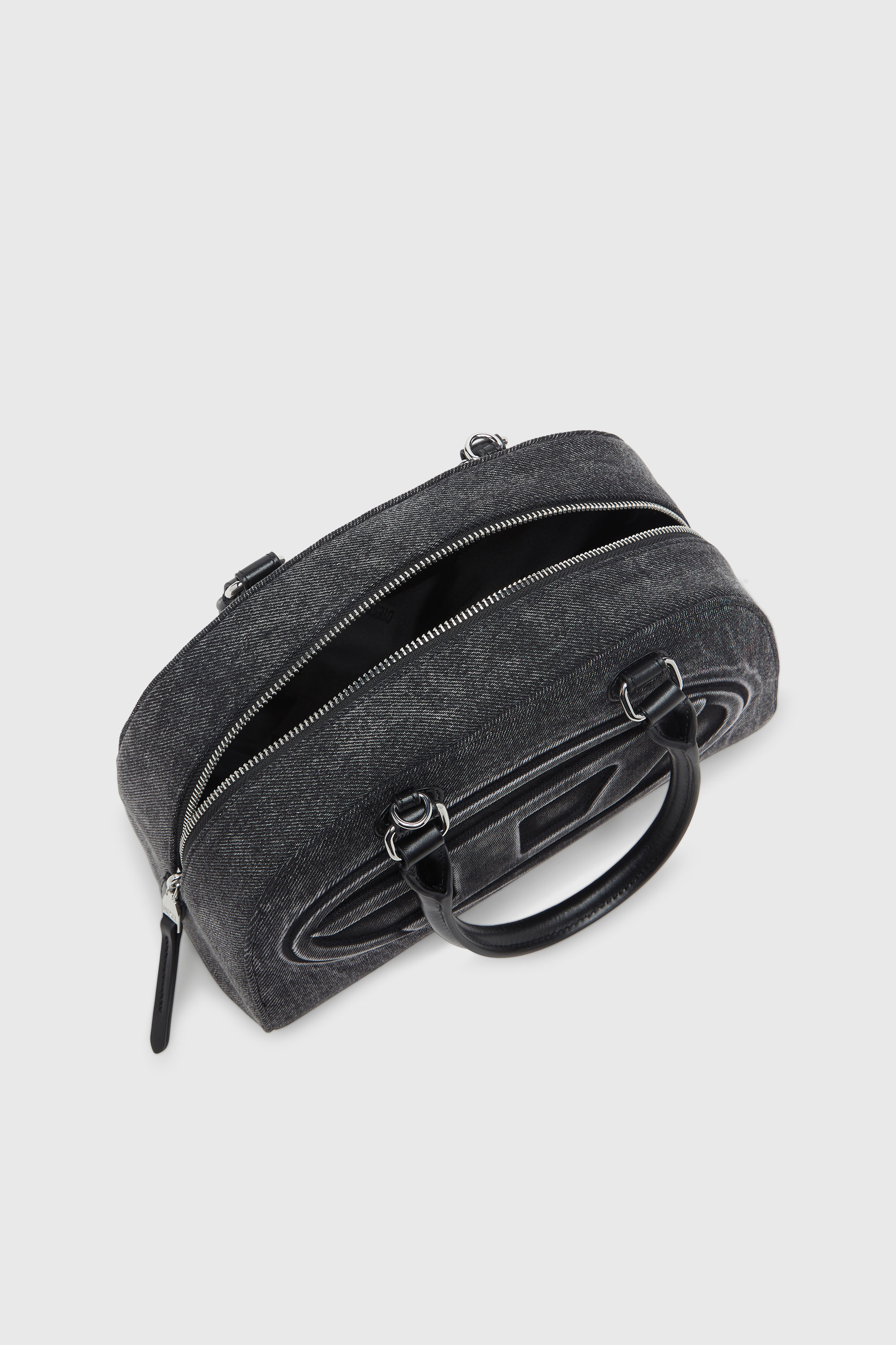 Diesel - 1DR DOME TOP HANDLE, Woman's 1DR Dome-Bowling bag in washed denim in Grey - 5