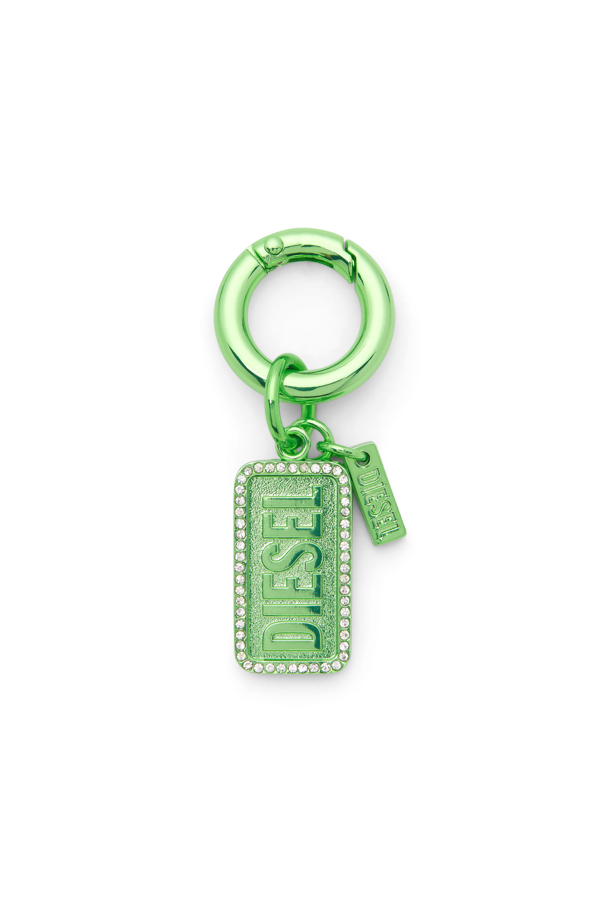 Diesel - CHARM-DIESEL, Unisex's Metal keyring with rhinestones and Diesel logo detail in Green - 1