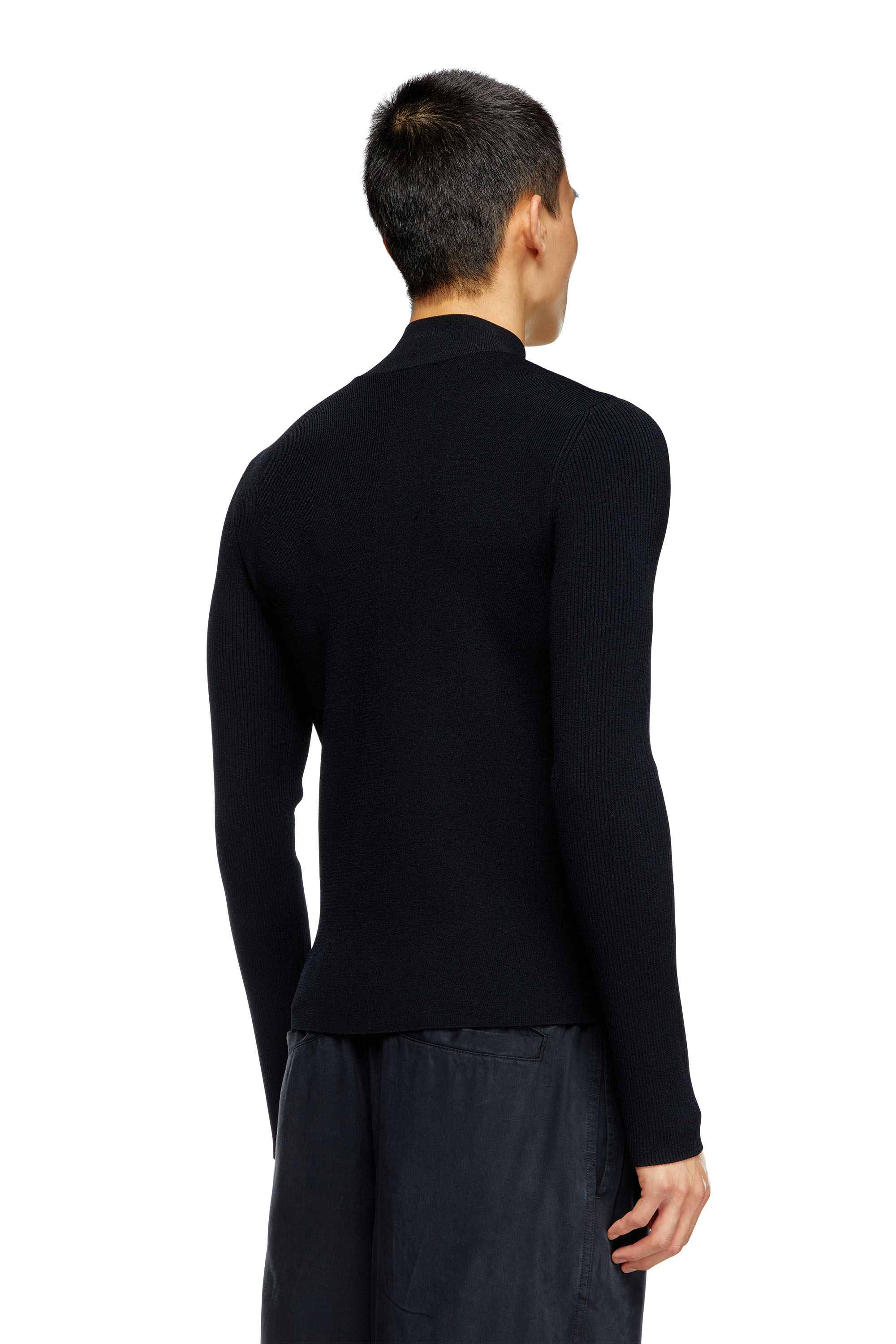 Diesel - K-ZACKARY, Man's Mock-neck jumper with Oval D in Black - 4