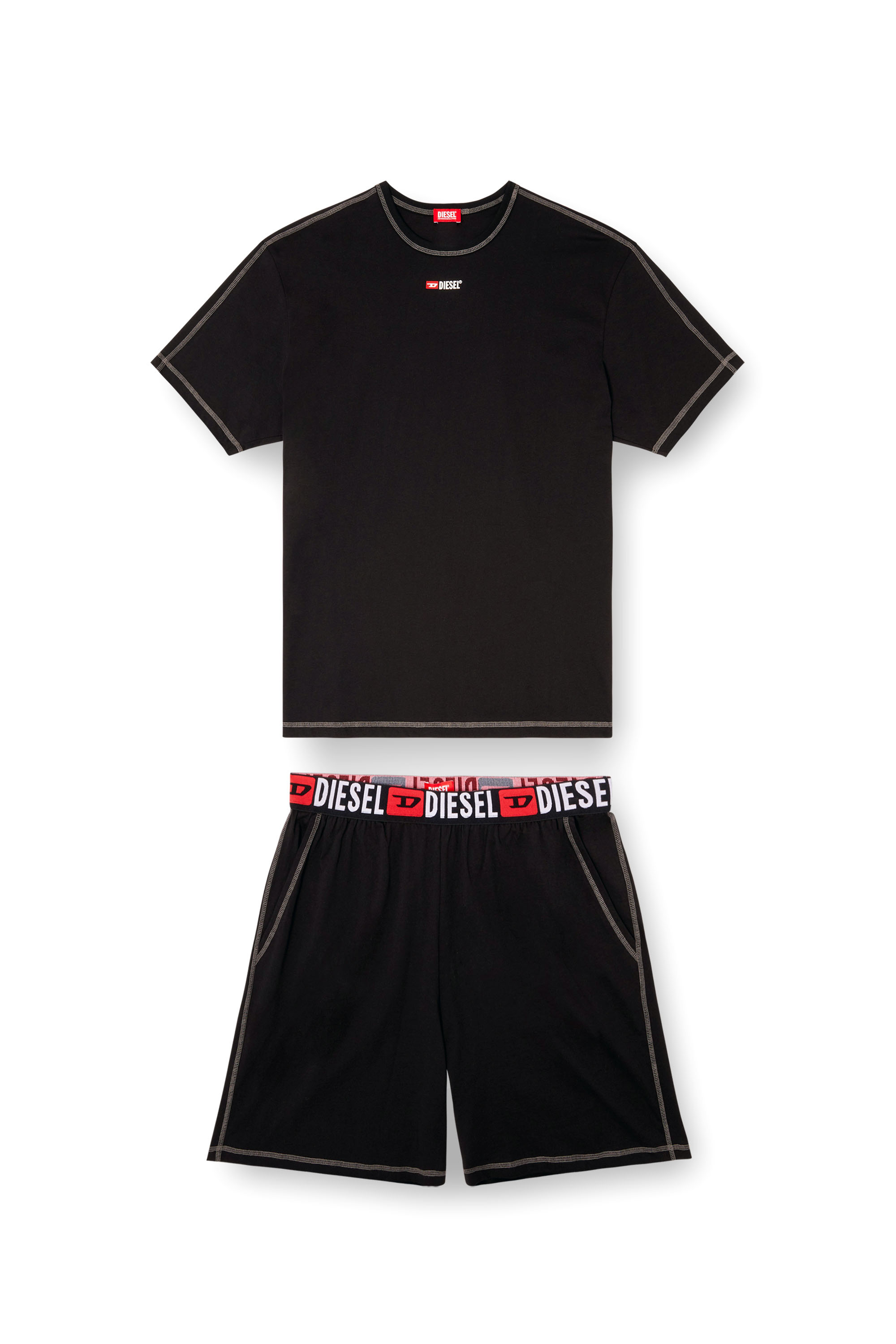 Diesel - SET-ADAM-D-CORE, Man's Short pyjamas in cotton jersey in Black - 4