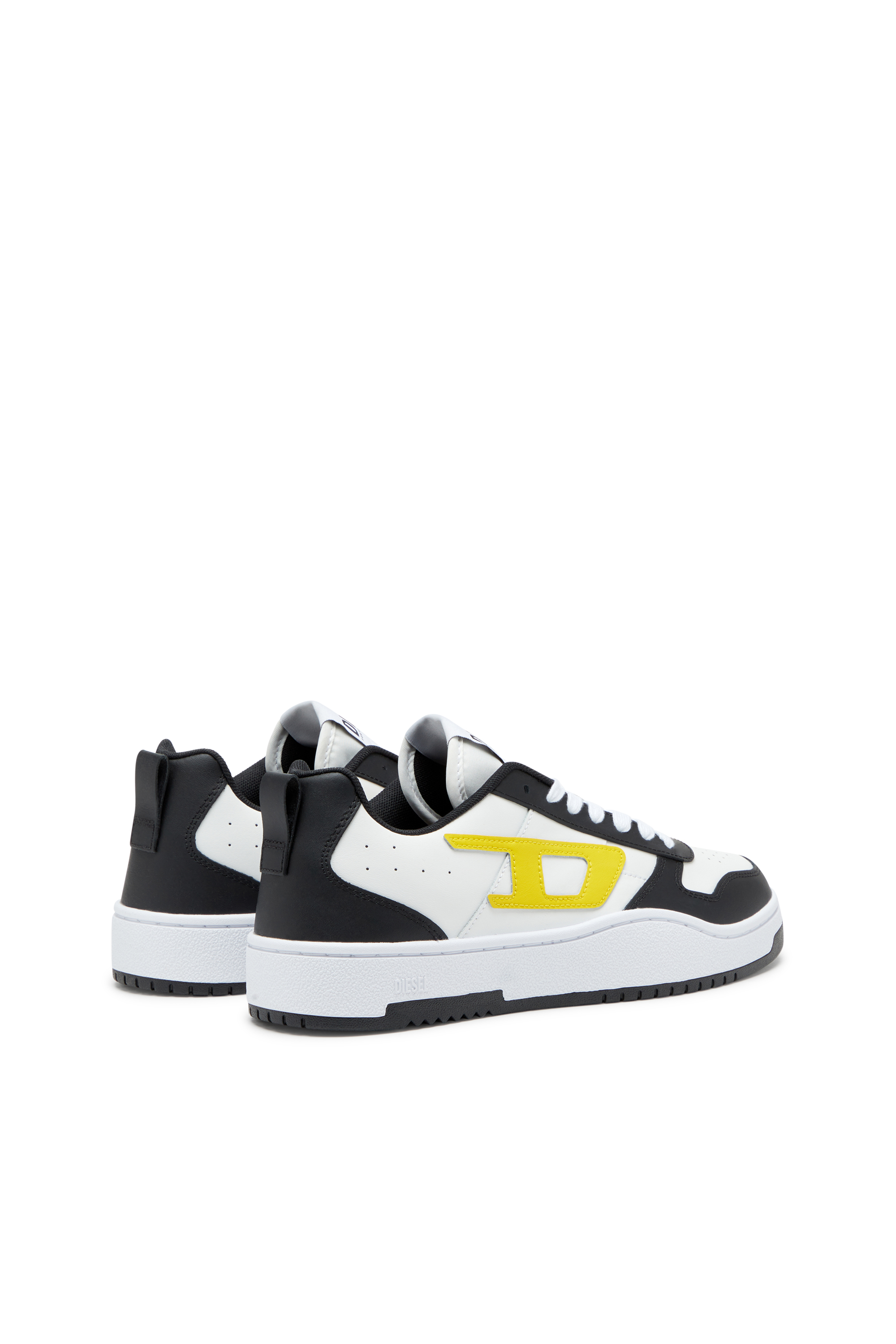 Diesel - S-UKIYO V2 LOW, Man's S-Ukiyo Low-Low-top sneakers in leather and nylon in White/Yellow - 3