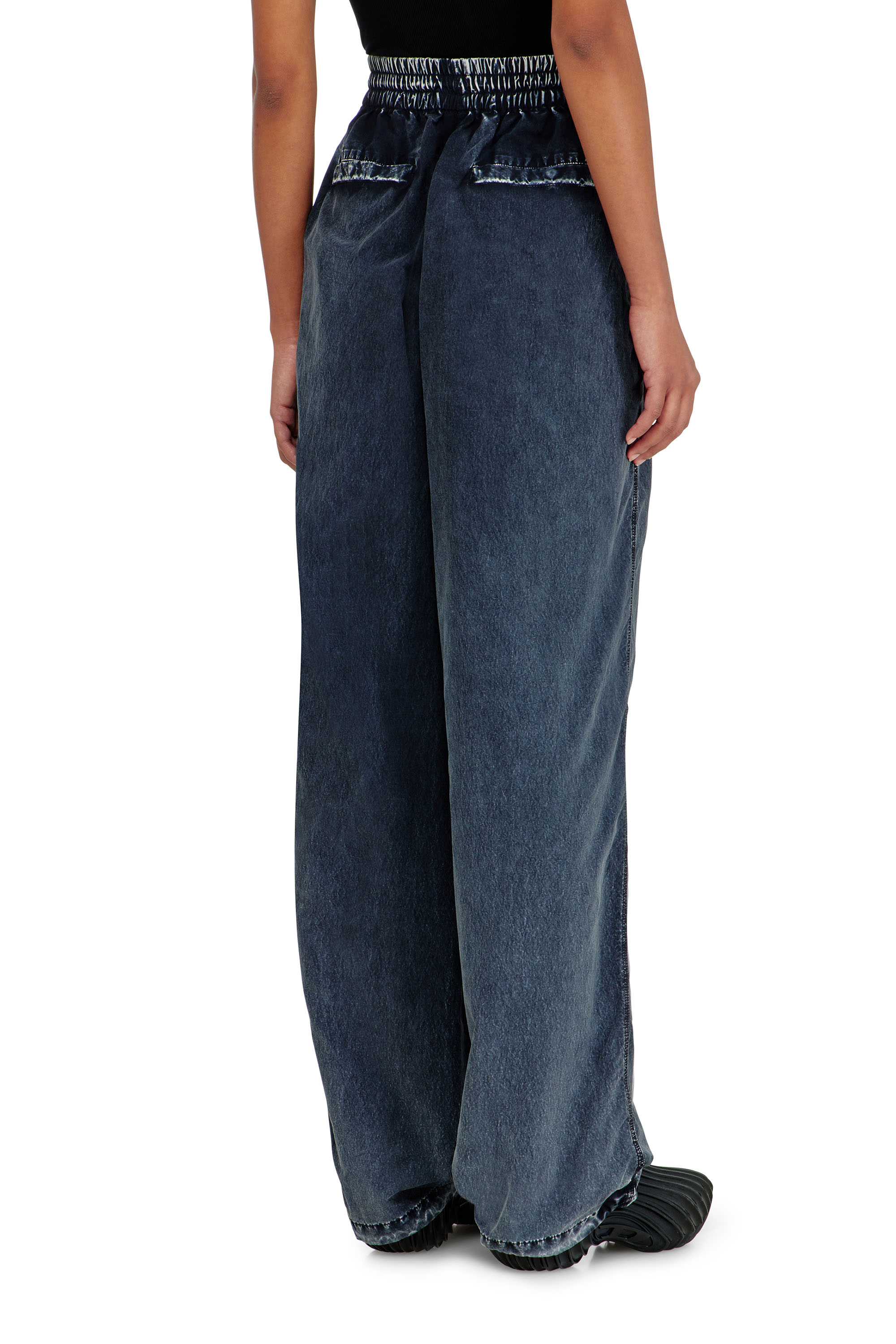 Diesel - P-APYRI, Woman's Acid-wash track pants in nylon Taslan in Dark Blue - 3