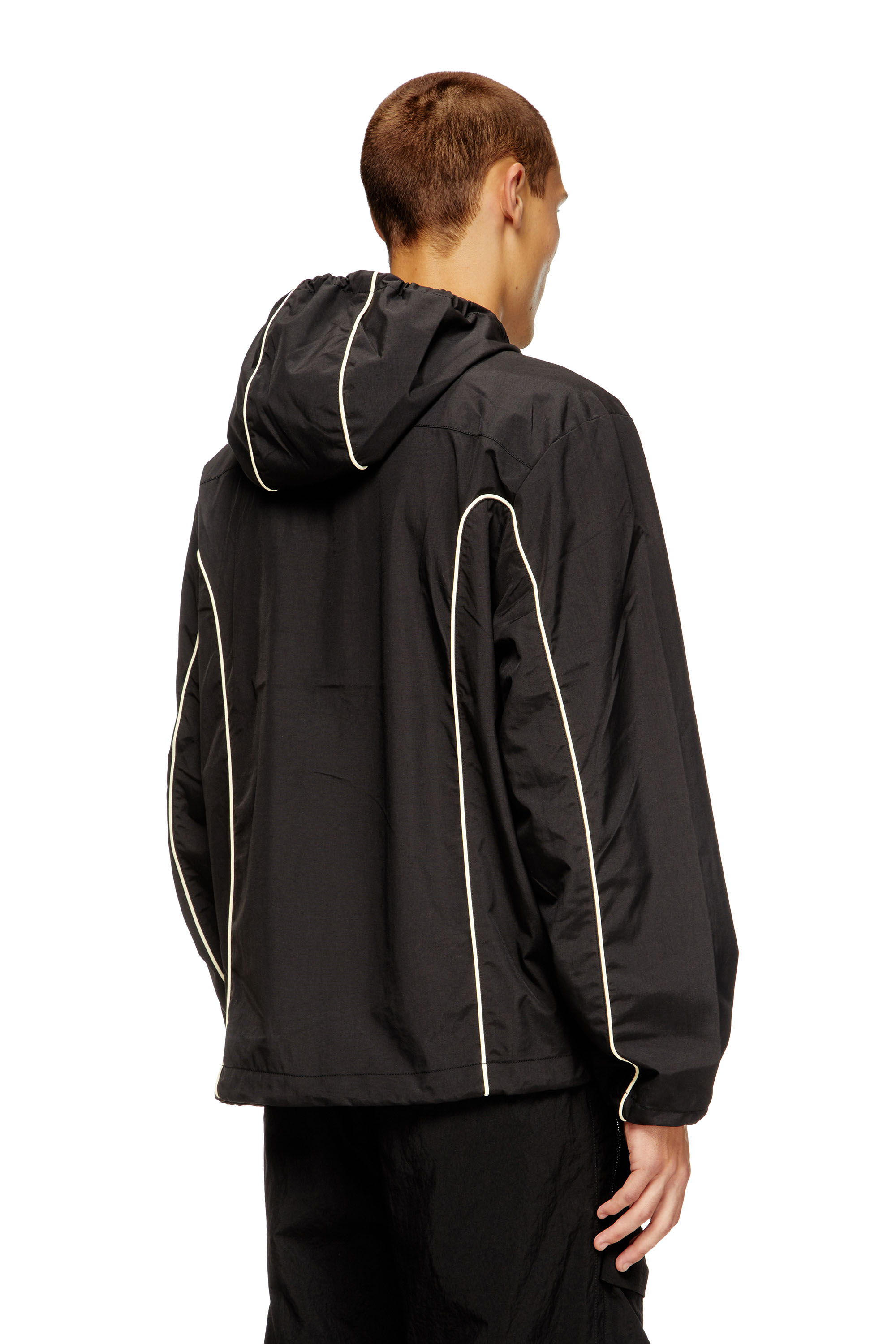 Diesel - J-HIVES, Man's Windbreaker with contrast piping in Black - 4