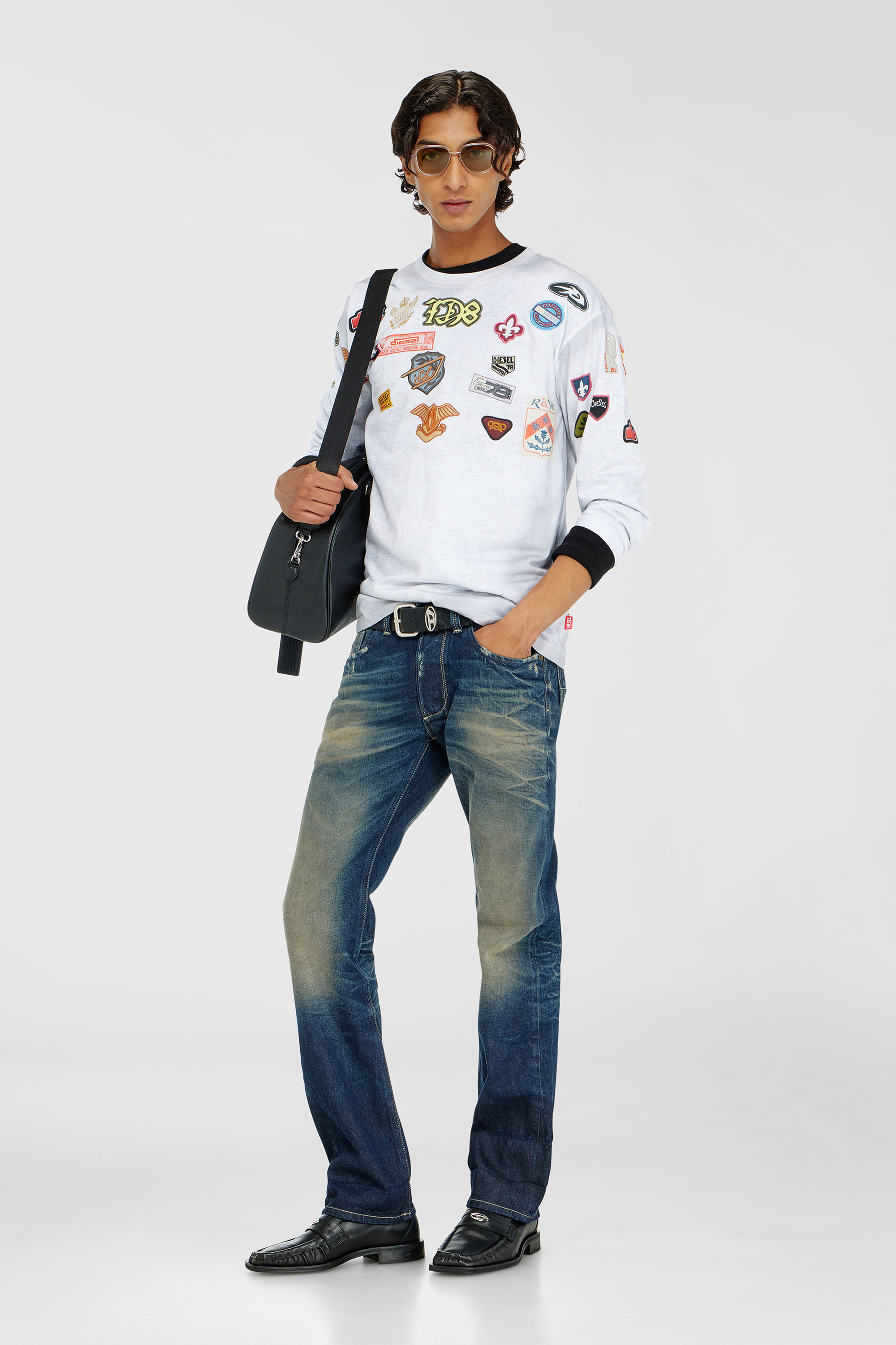 Diesel - T-NORME-LS-PATCHES, Man's Long-sleeve T-shirt with all-over patches print in White - 2
