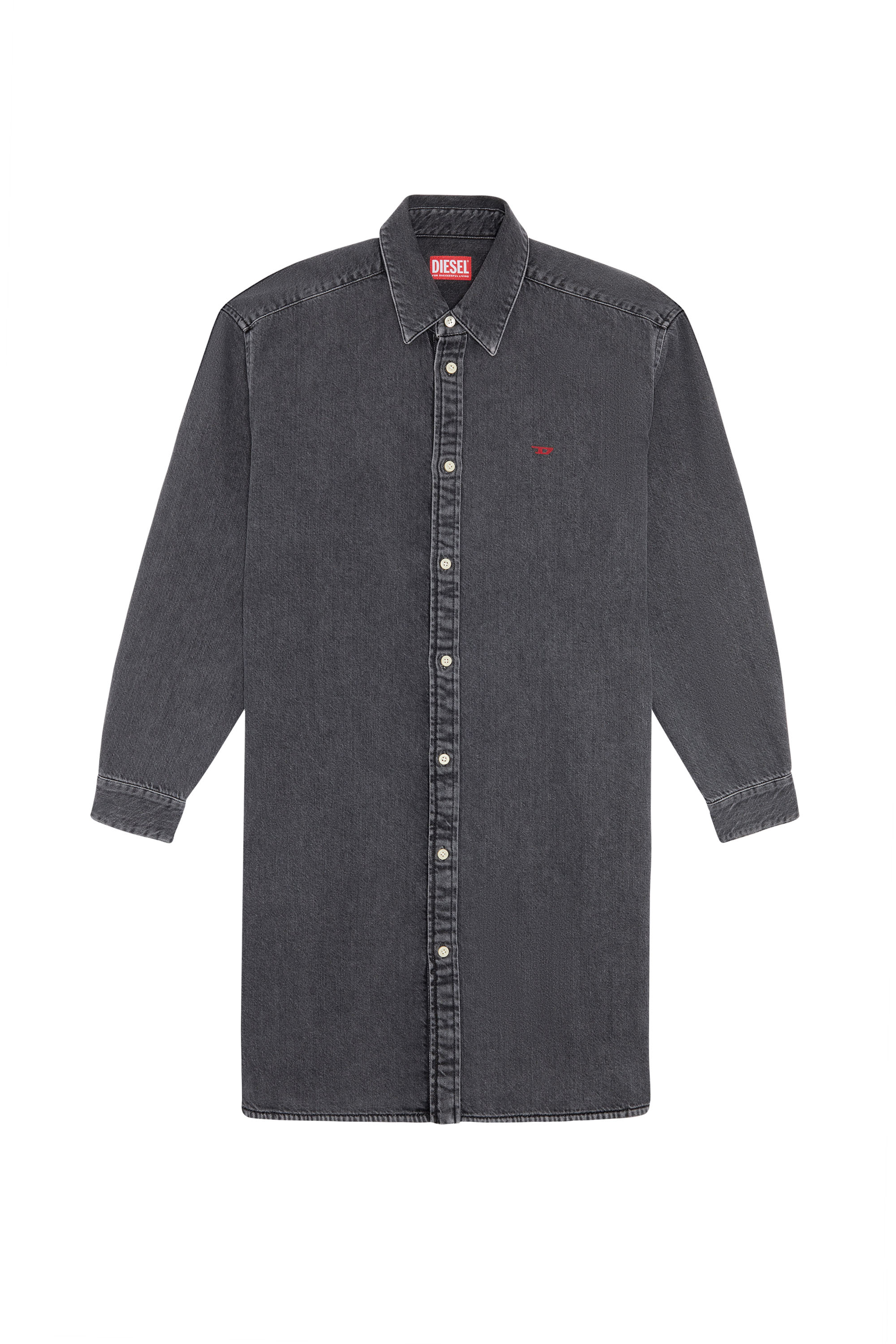 Diesel - DE-BLEX SHIRT DRESS, Black/Dark grey - Image 5