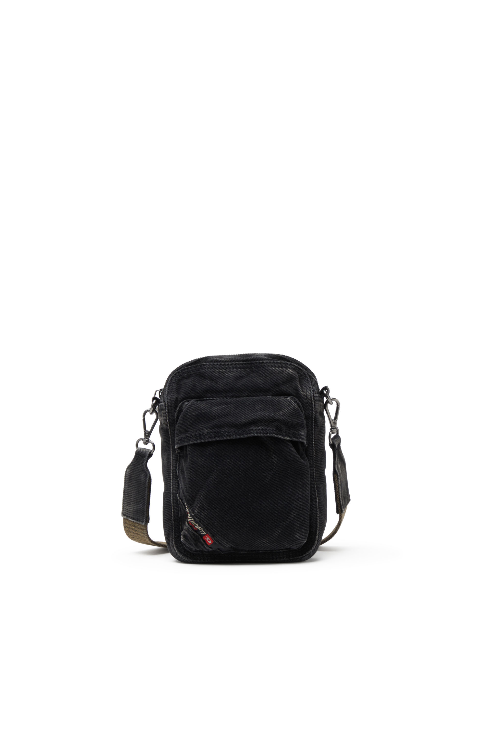 Diesel - MULTI-PKTS CROSSBODY X, Man's Multi-Pkts-Crossbody bag in washed denim in Black - 1