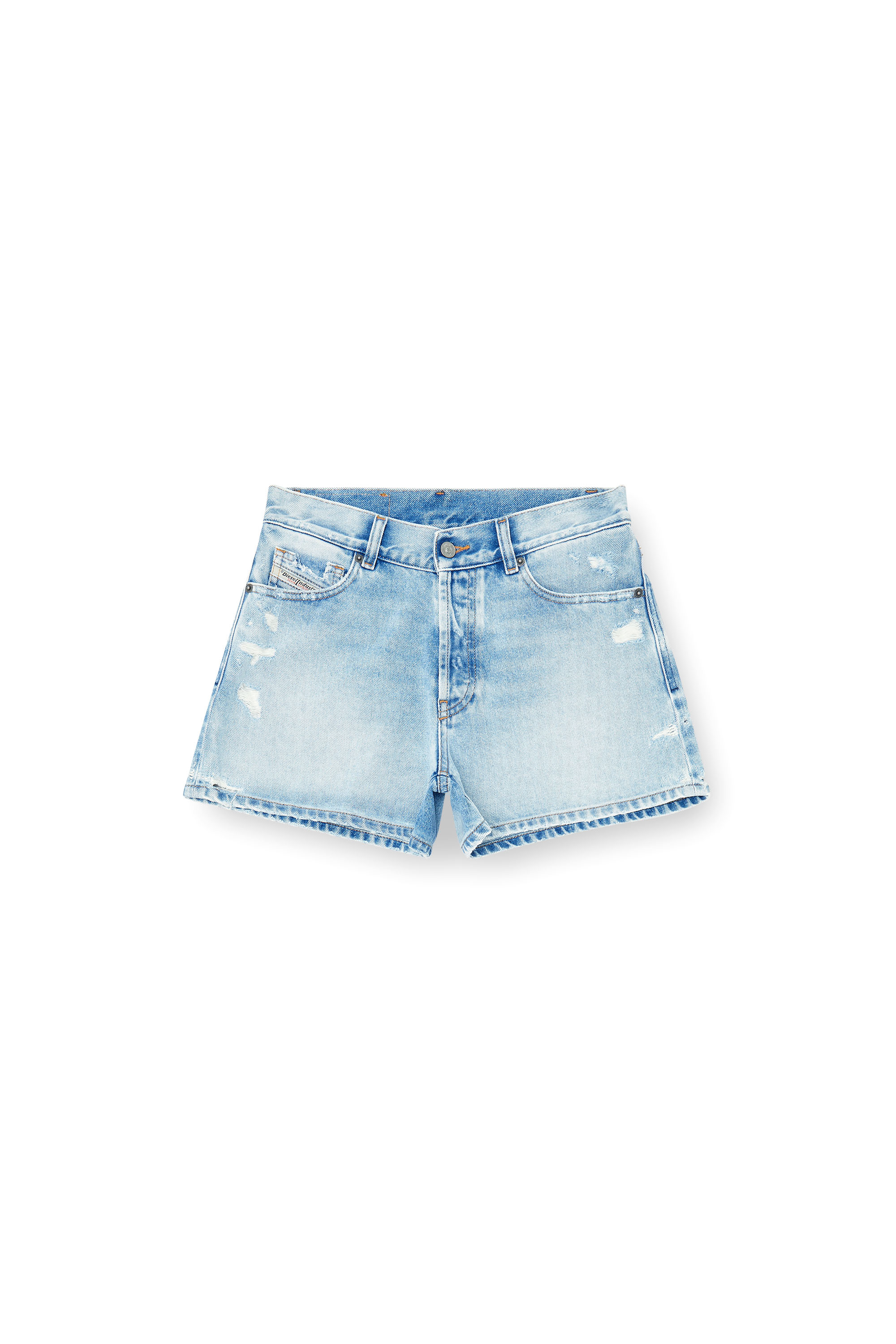 Diesel - DE-HELIOS, Woman's Shorts in destroyed denim in Light Blue - 3