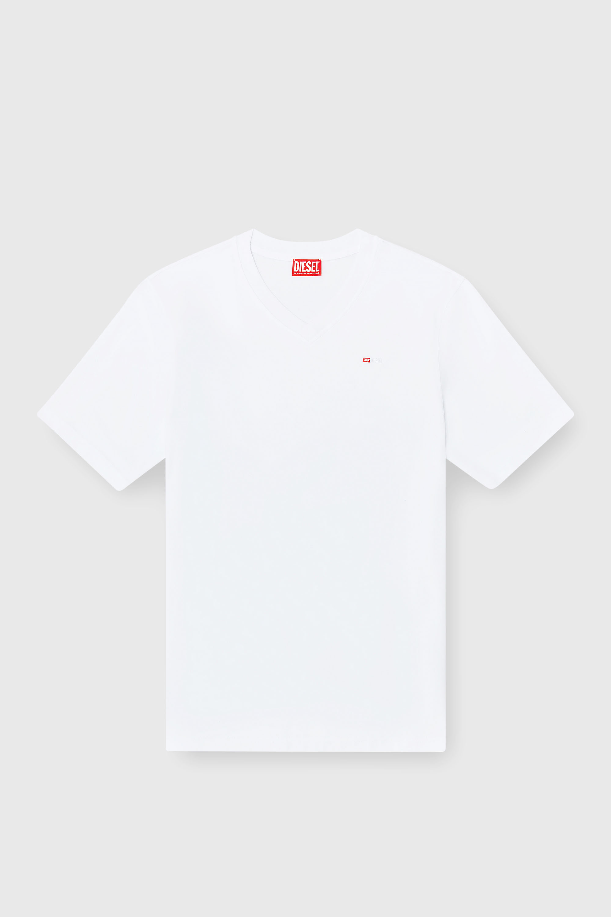 Diesel - T-ADJUST-V-MICRODIV, Man's V-neck T-shirt with micro logo embroidery in White/Red - 2