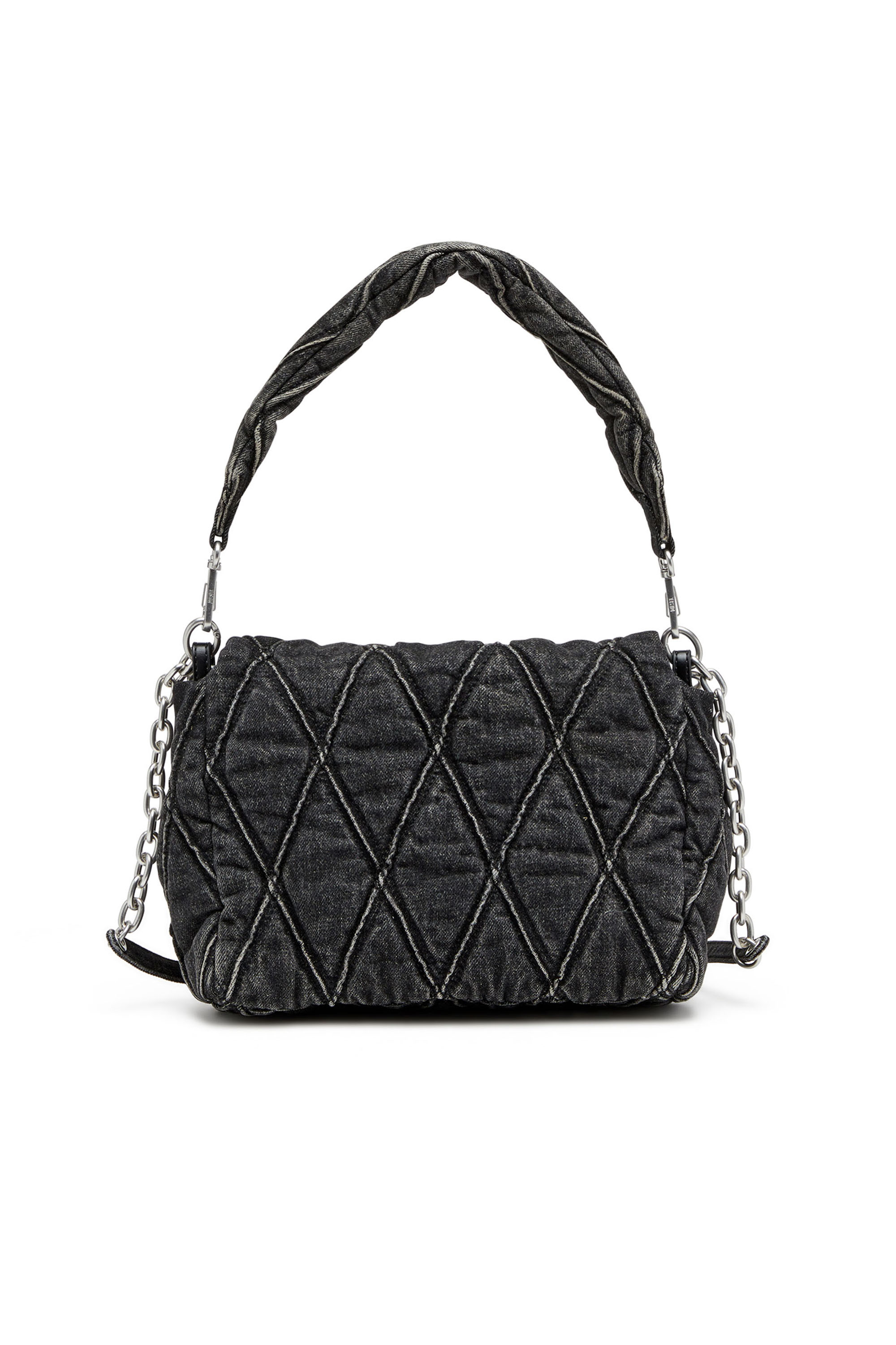 Diesel - CHARM-D SHOULDER M, Woman's Charm-D M-Shoulder bag in quilted denim in Black - 2