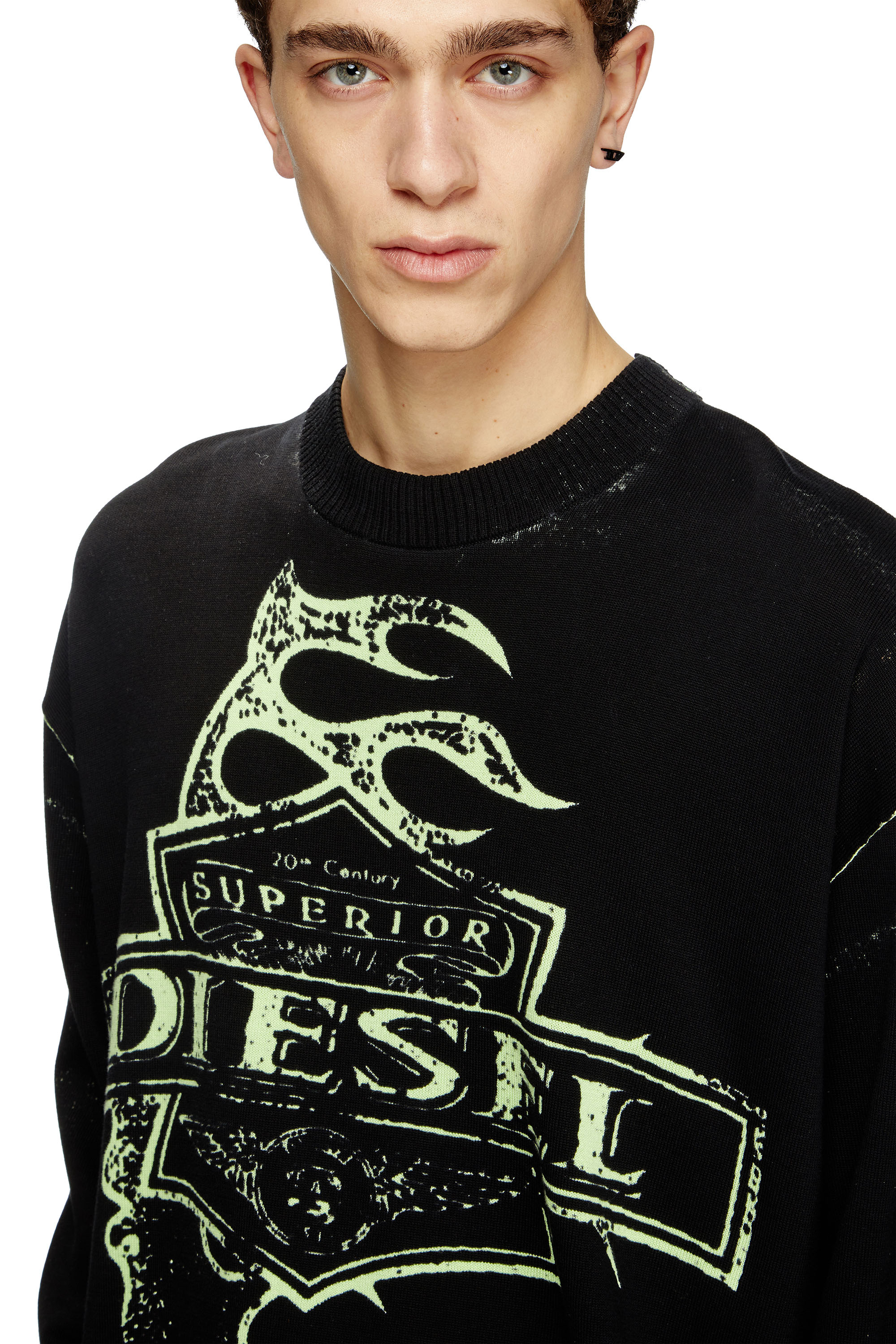 Diesel - K-BELEZ, Man's Reverse-print logo jumper in Black - 5