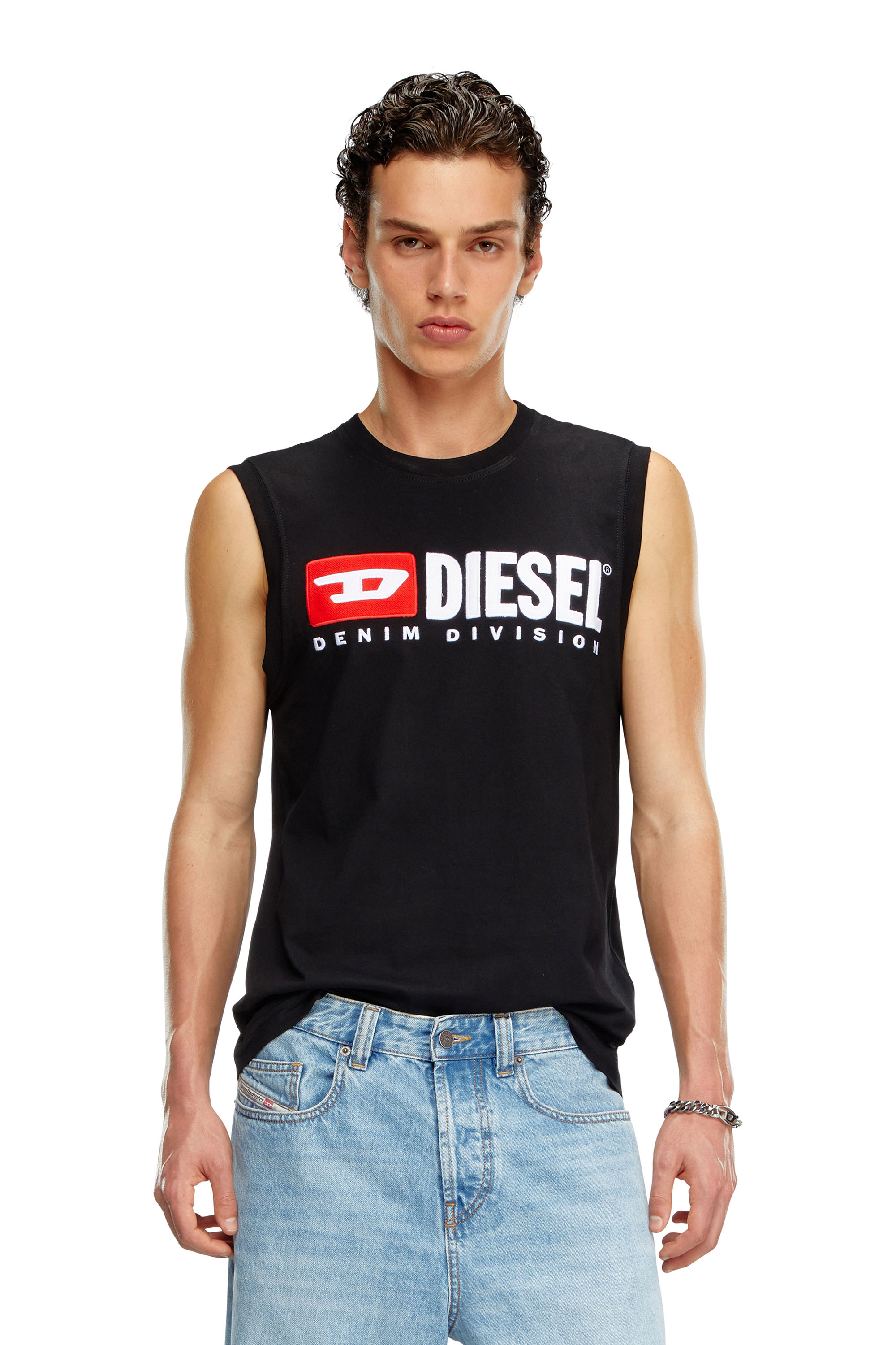 Diesel - T-ISCO-DIV, Man's Tank top with chest logo print in Black - 1