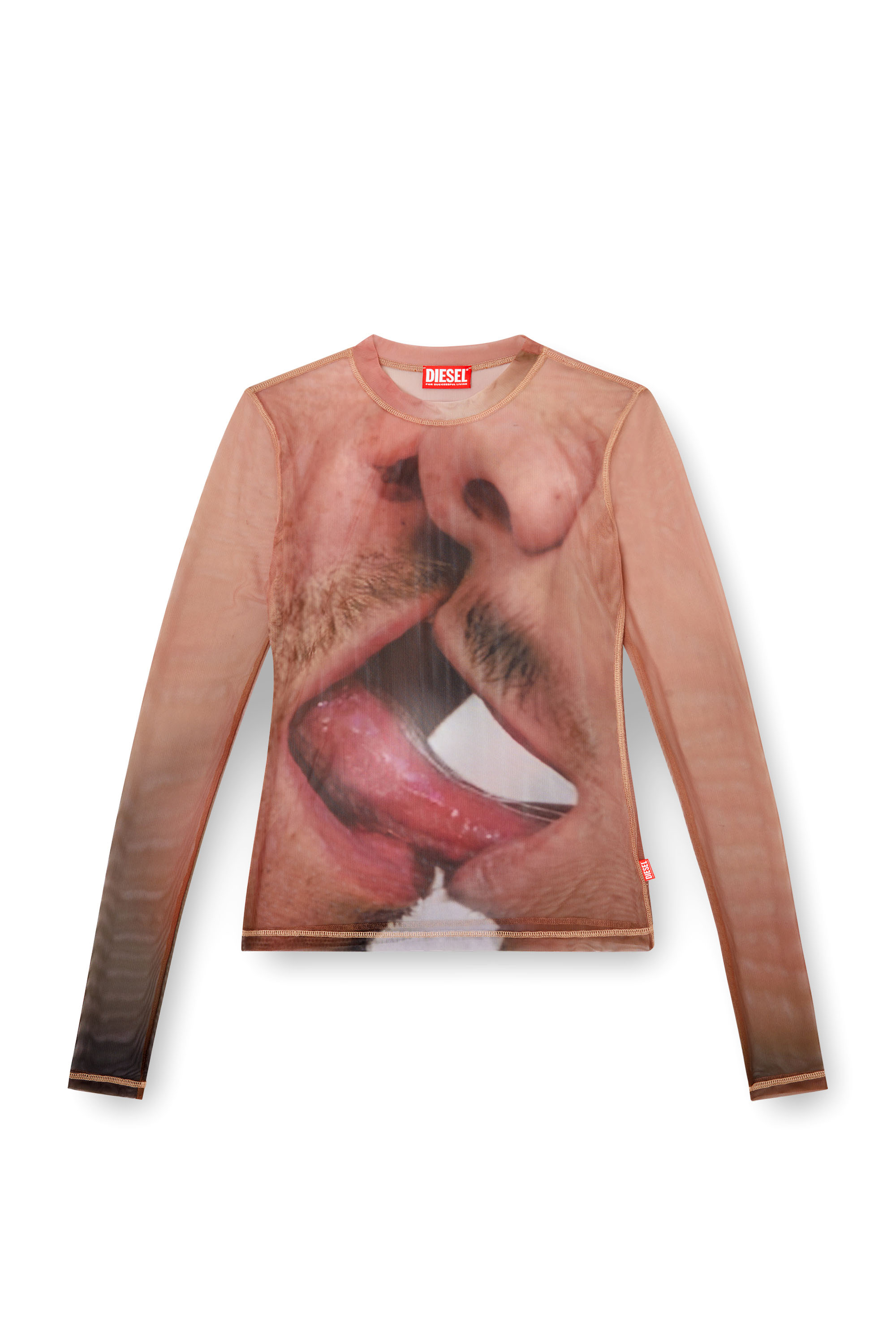 Diesel - PR-T-SIELAR-TOM25-1, Unisex's Long-sleeve top in printed technical mesh in Pink - 4