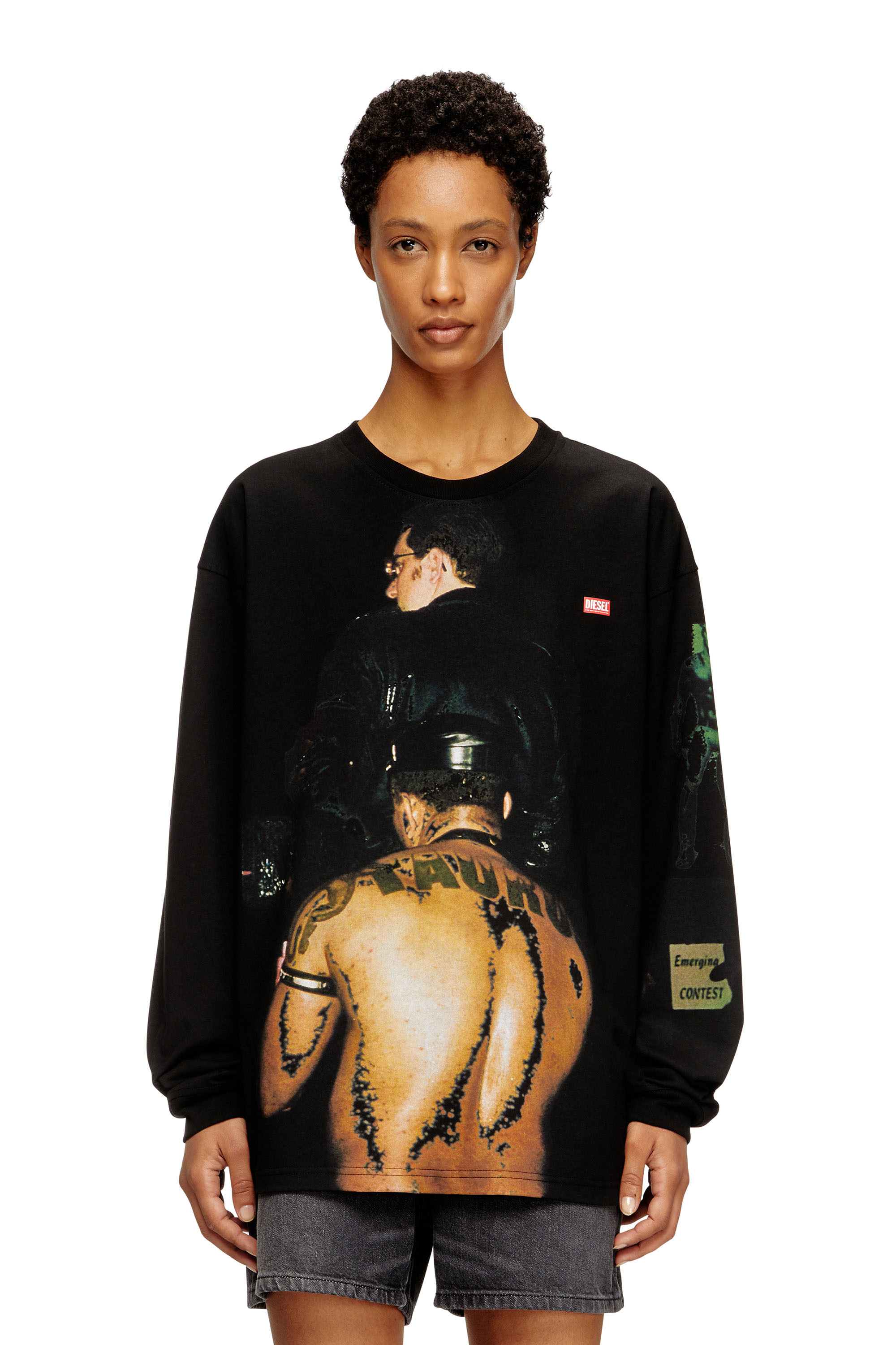 Diesel - PR-T-BOXT-LS-TOM25-1, Unisex's Long-sleeve T-shirt with graphic print in Black - 1