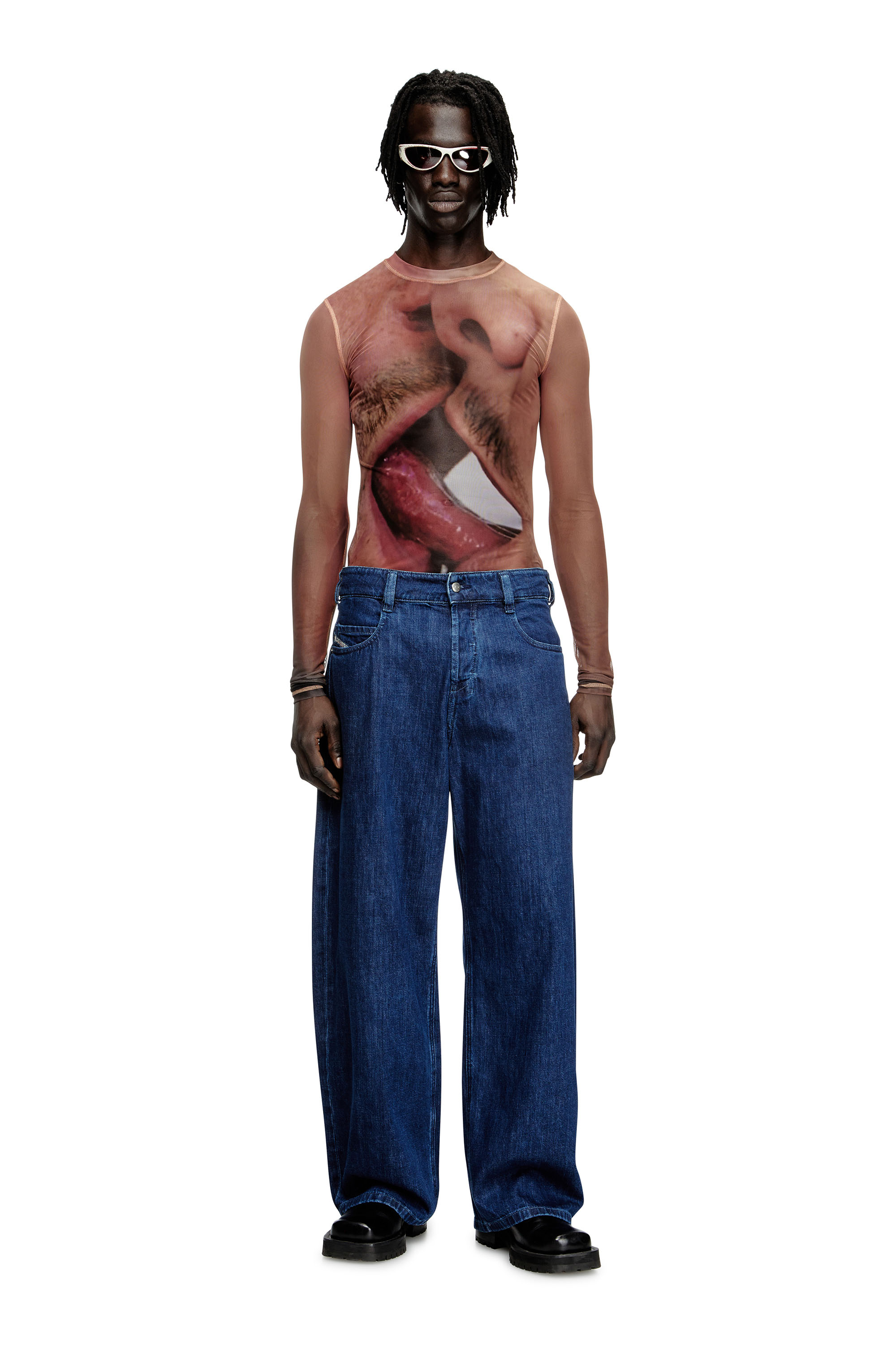 Diesel - PR-T-SIELAR-TOM25-1, Unisex's Long-sleeve top in printed technical mesh in Pink - 3