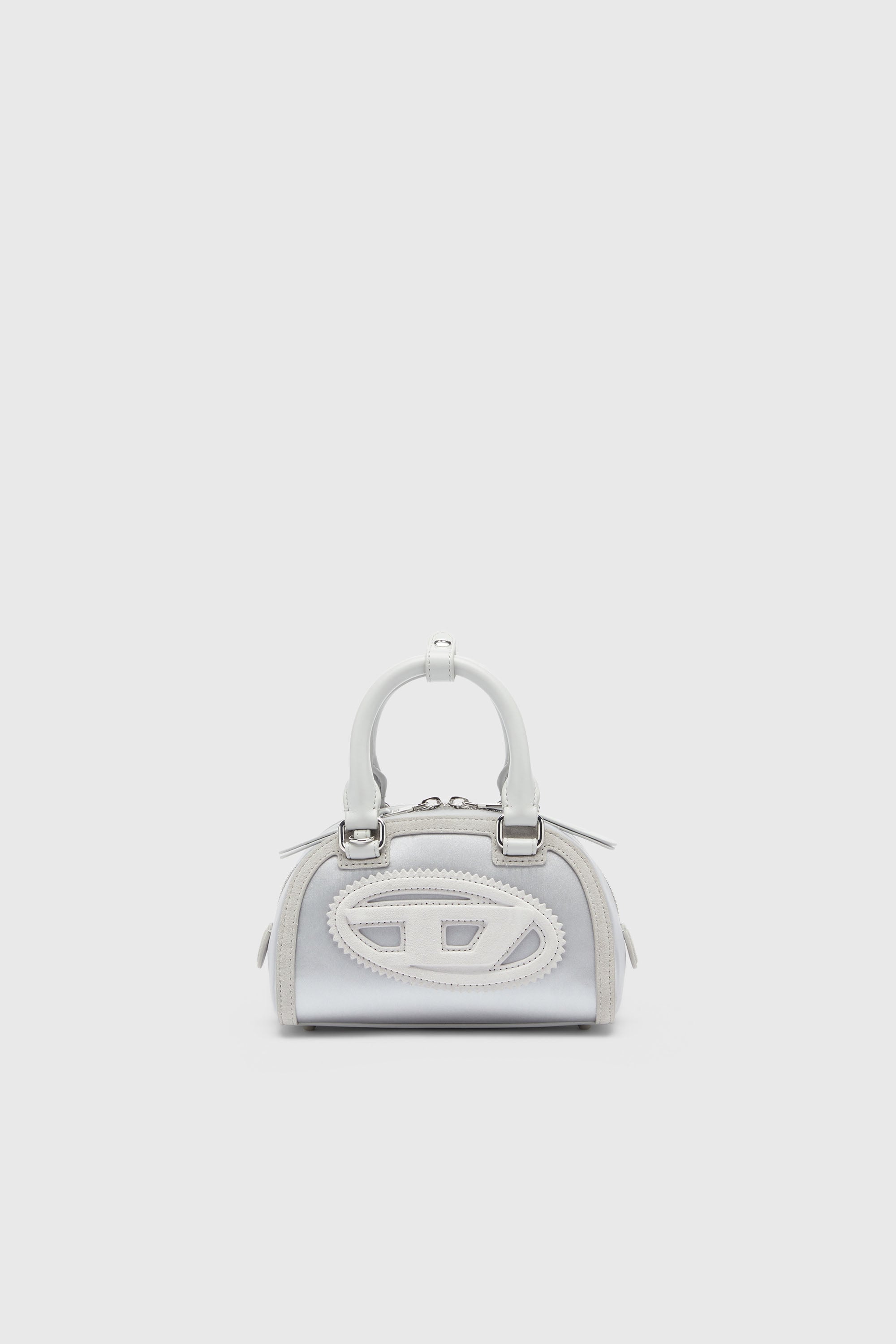 Diesel - 1DR DOME CROSSBODY, Woman's 1DR Dome - Small bowling bag in satin and suede in Silver - 2