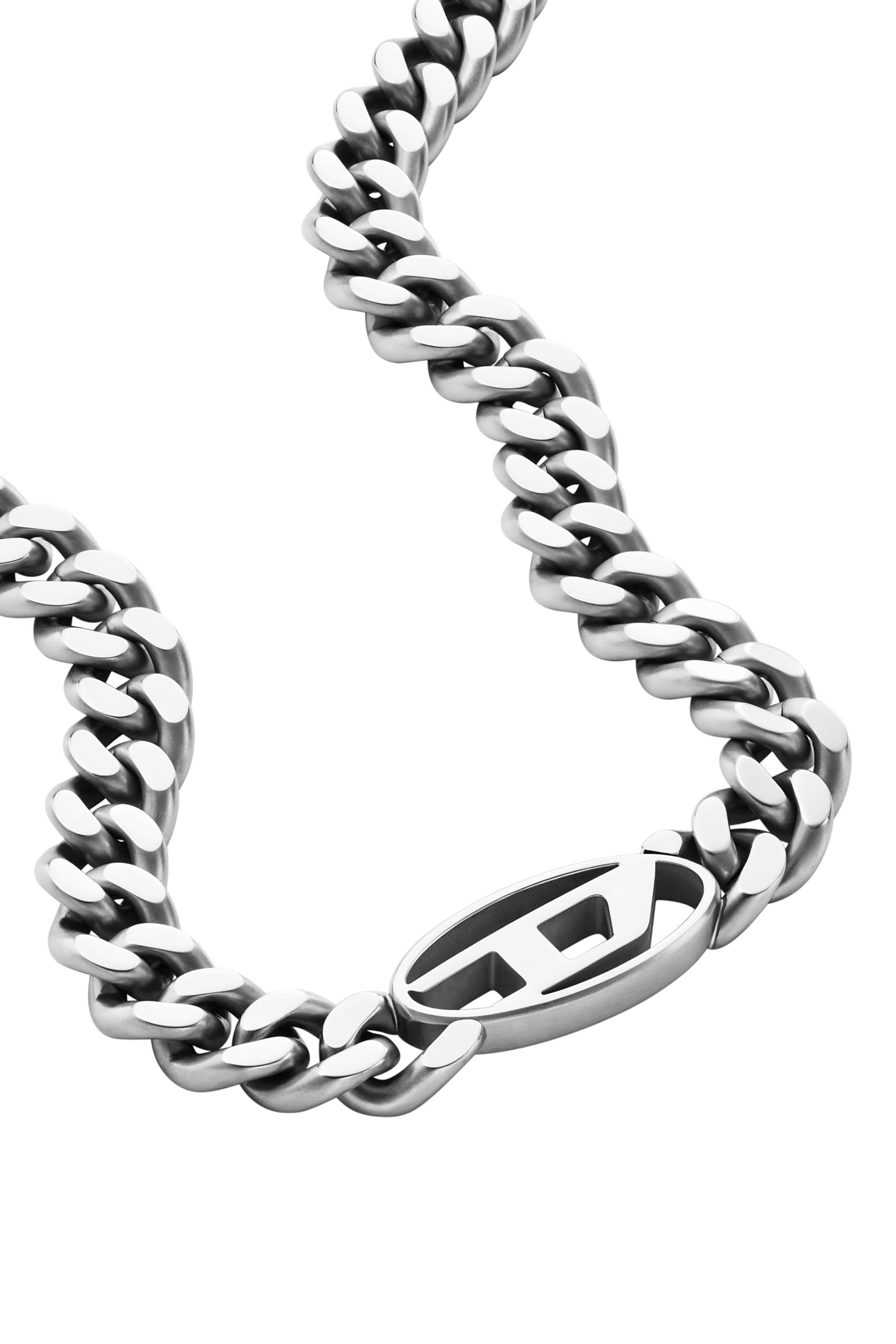 Diesel - DX1433, Man's Oval D Logo Choker Necklace in Silver - 1