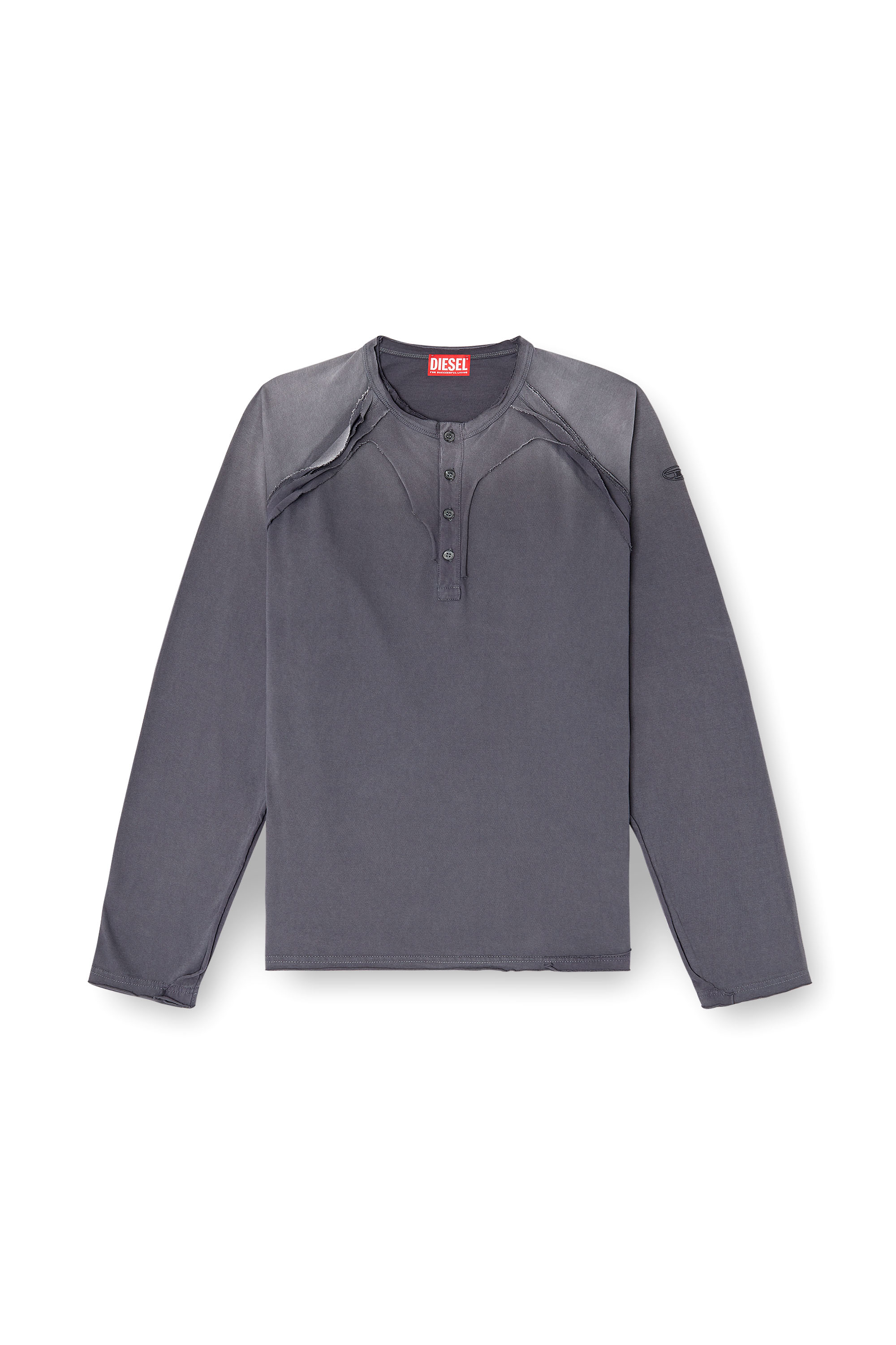 Diesel - T-RAWGY, Man's Long-sleeve T-shirt with peel-off effect in Grey - 3