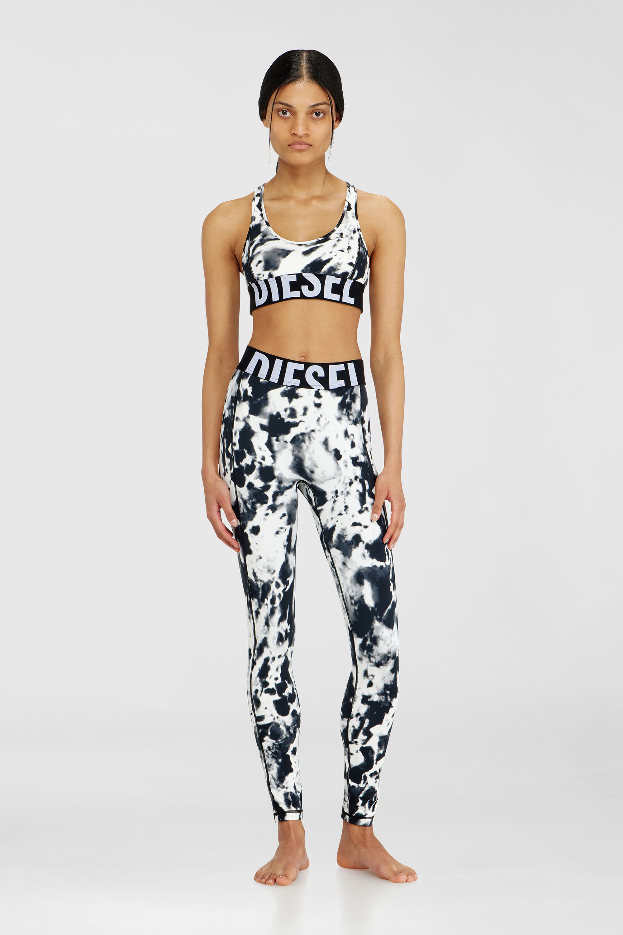 Diesel - ALLISON-D-POP, Woman's Sports bra in printed microfibre in White/Black - 2