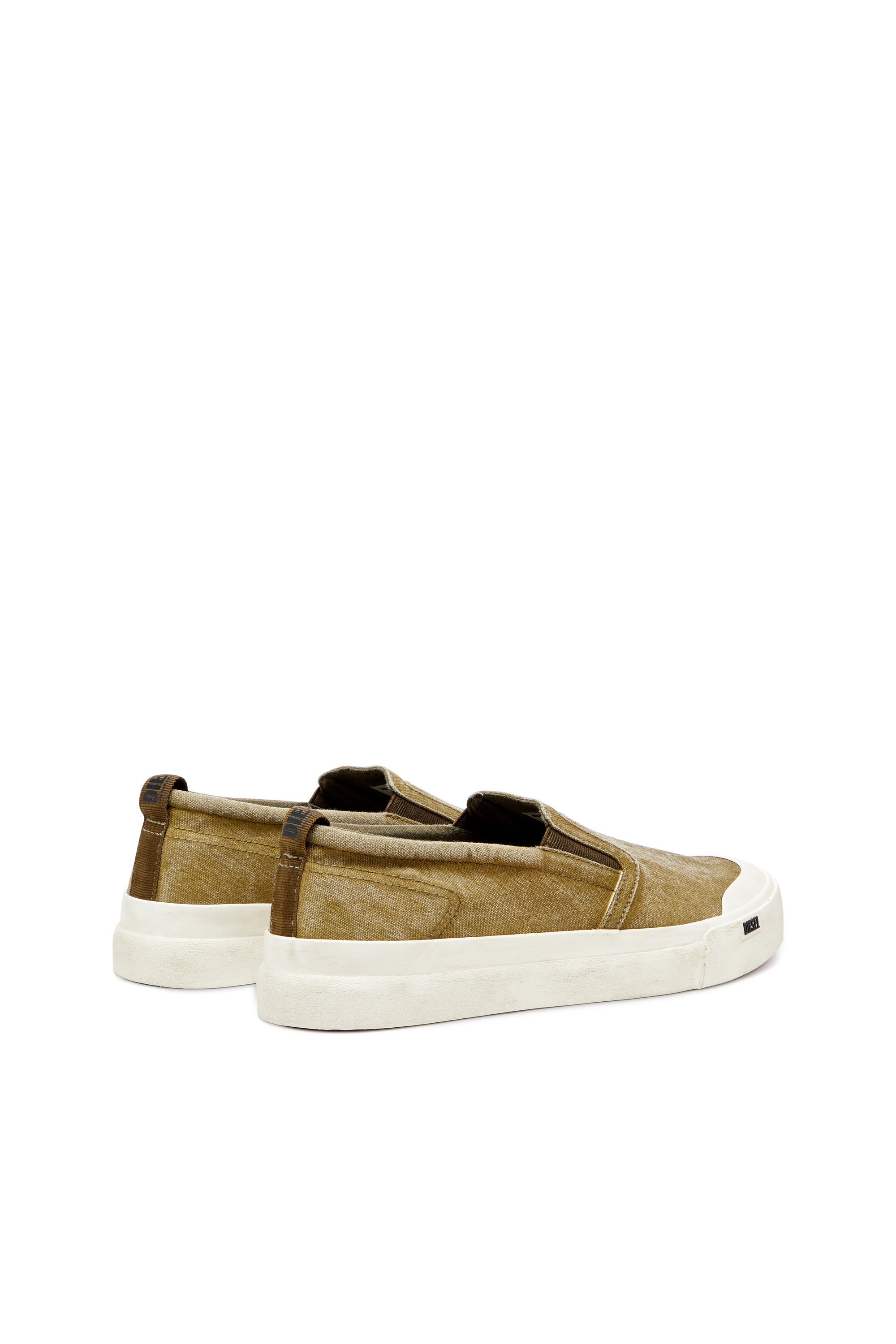 Diesel - S-ATHOS SLIP ON, Man's S-Athos-Canvas slip-on sneakers with D embroidery in Light Brown - 3