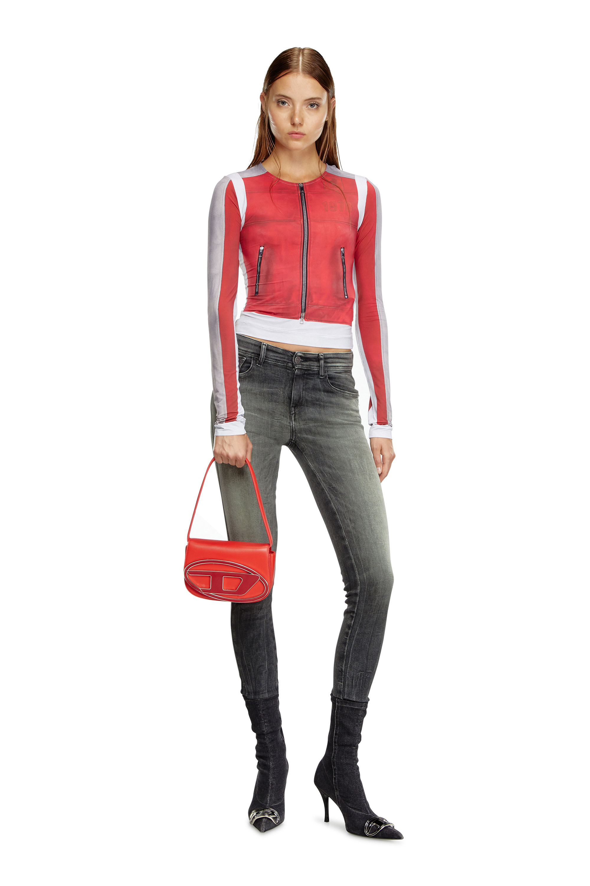 Diesel - 1DR, Woman's 1DR-Iconic shoulder bag in nappa leather in Red - 7