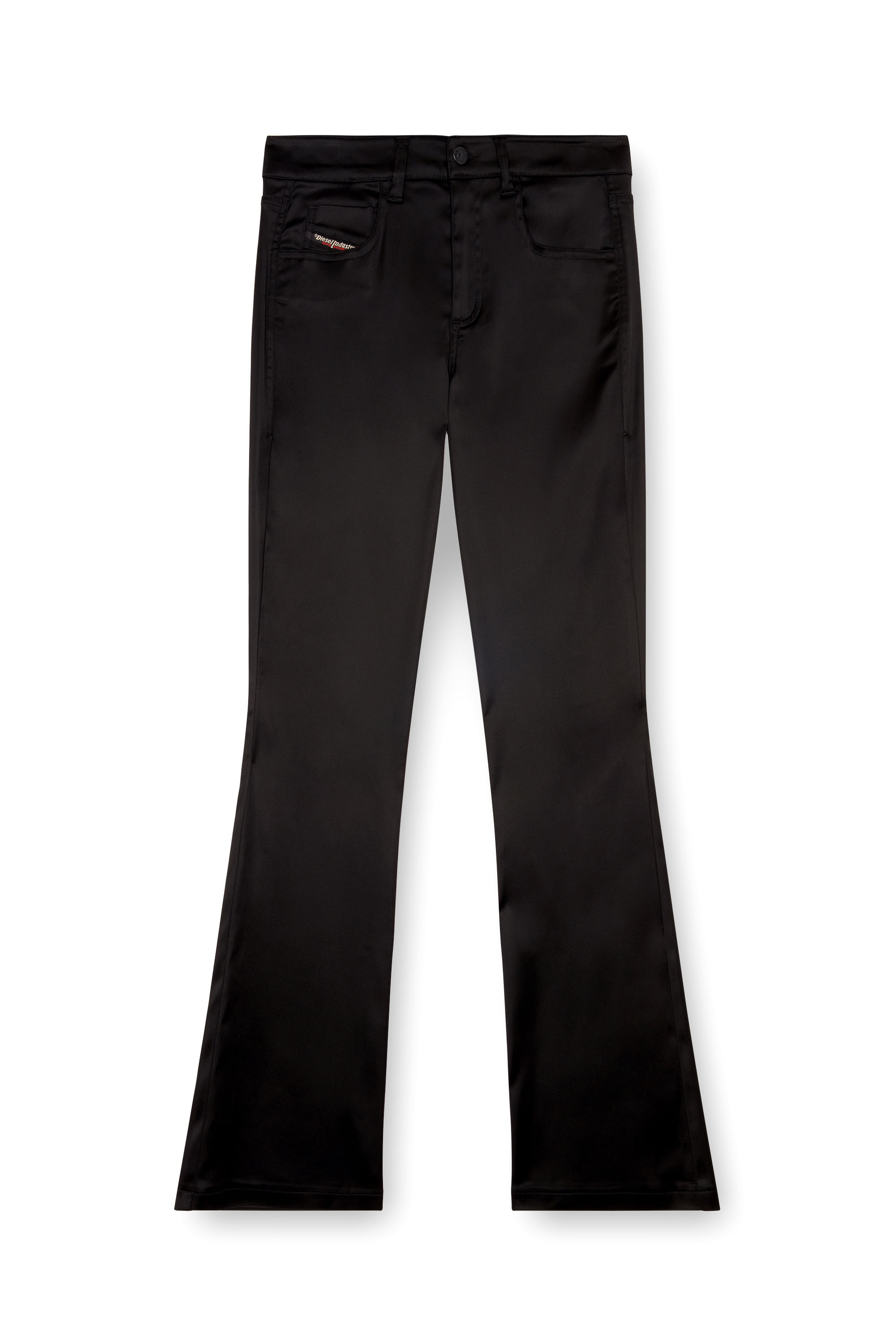 Diesel - P-EBBEY, Woman's 5-pocket pants in stretch satin in Black - 3