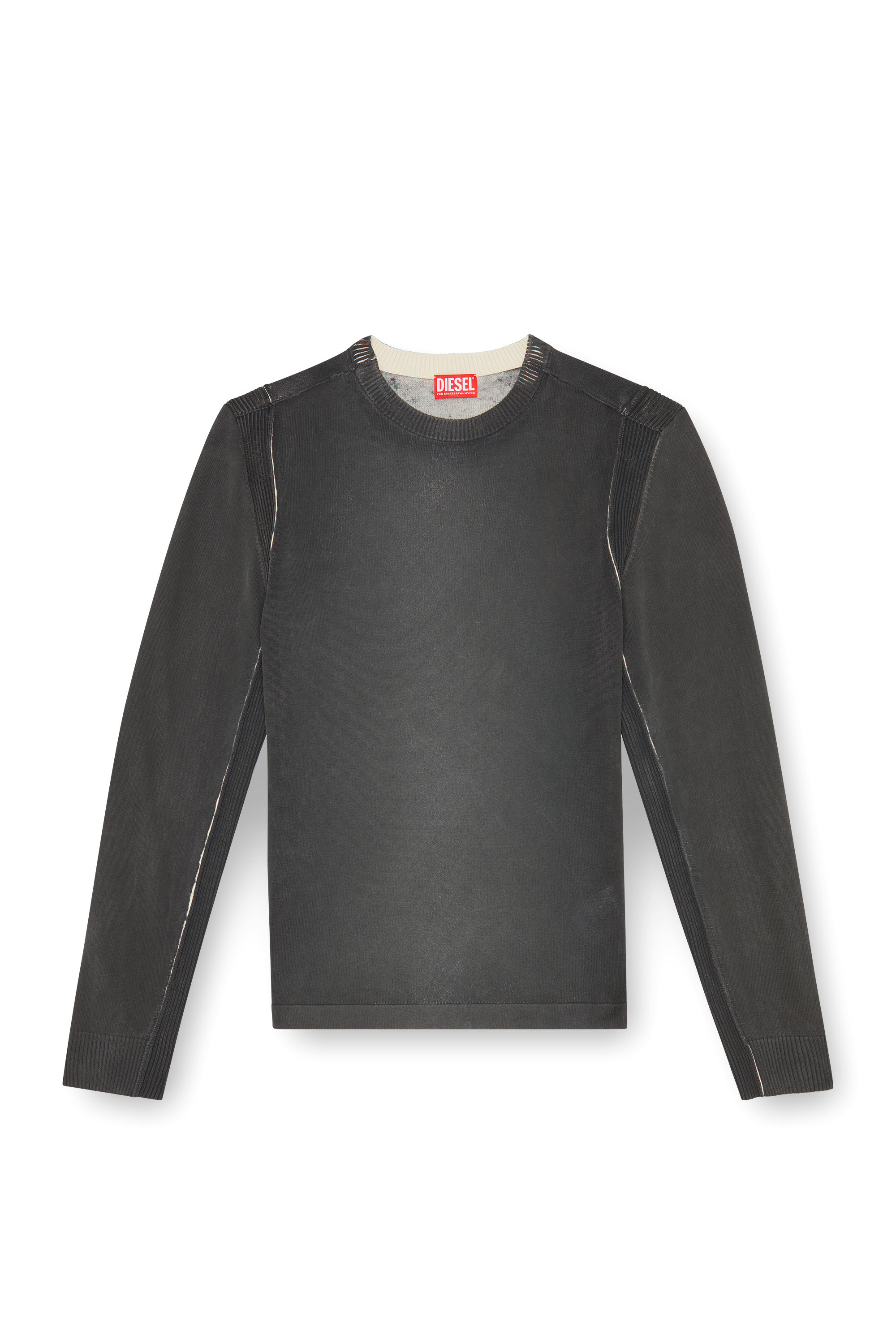 Diesel - K-DENIM-ROUND, Man's Jumper in treated cotton in Black - 3