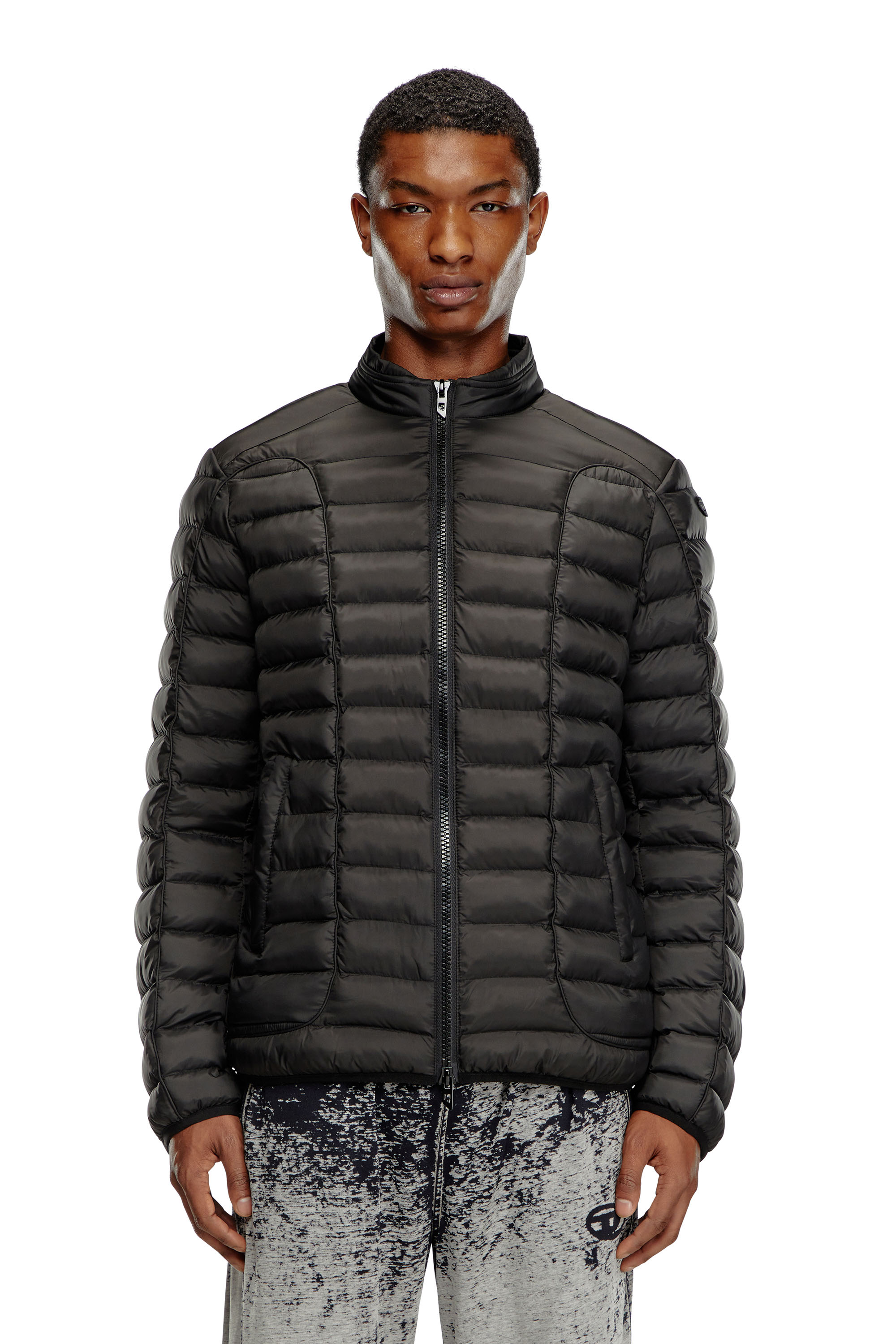 Diesel - W-PILOT, Man's Puffer jacket in light nylon in Black - 3