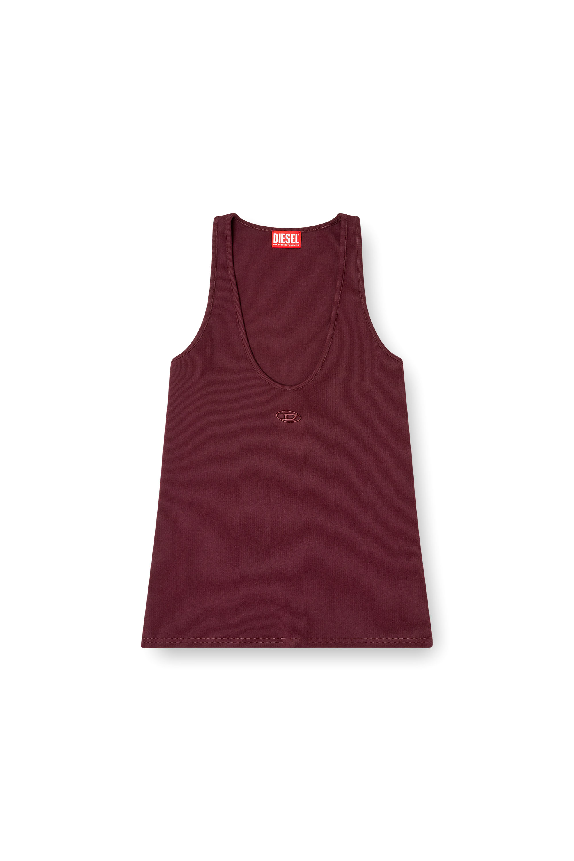 Diesel - FR-T-IPSYA, Woman's Burgundy tank top with Oval D detail in Burgundy - 2