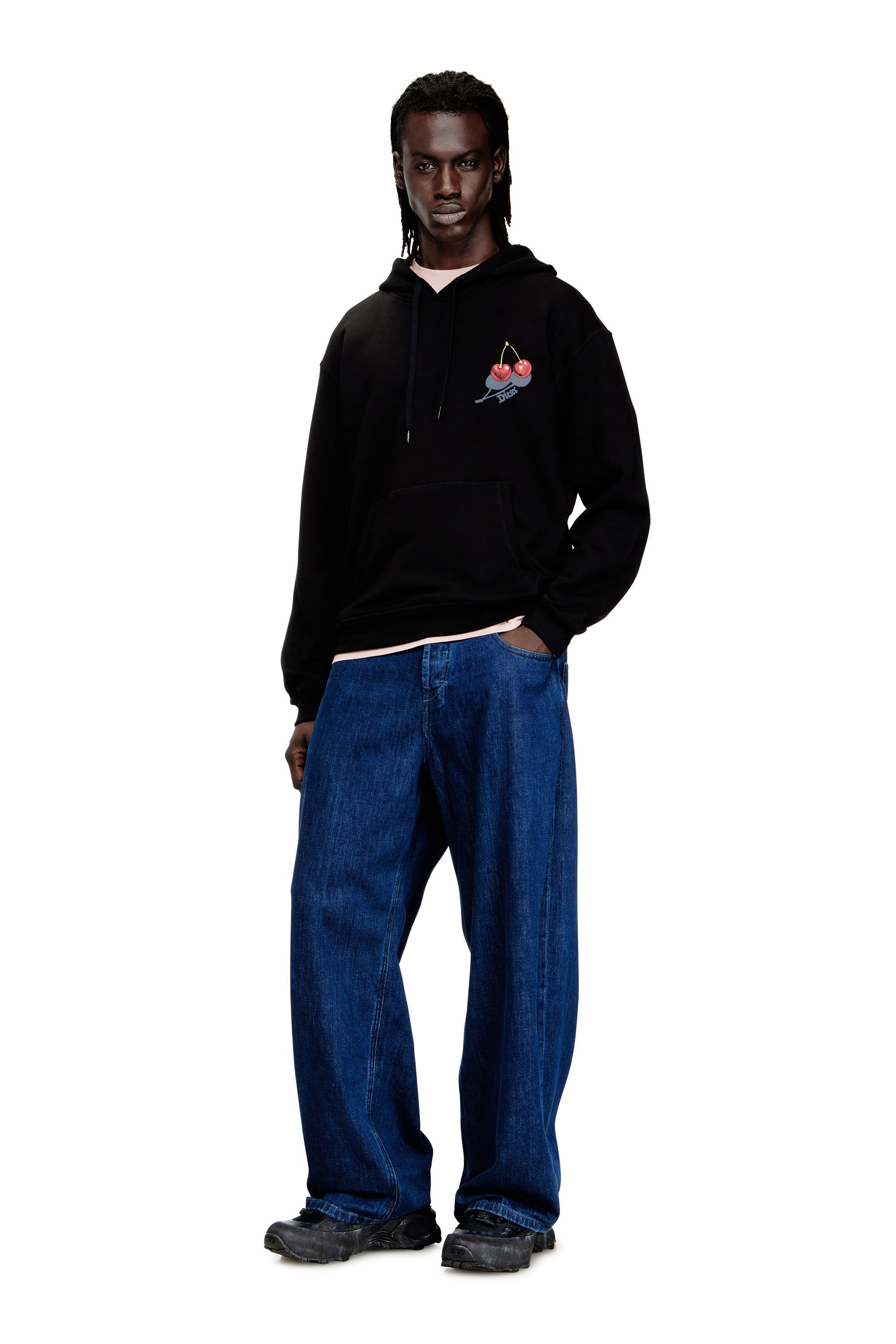 Diesel - SV-S-NORM-HOOD-CHER, Unisex's Hoodie in cotton with cherry graphic in Black - 1