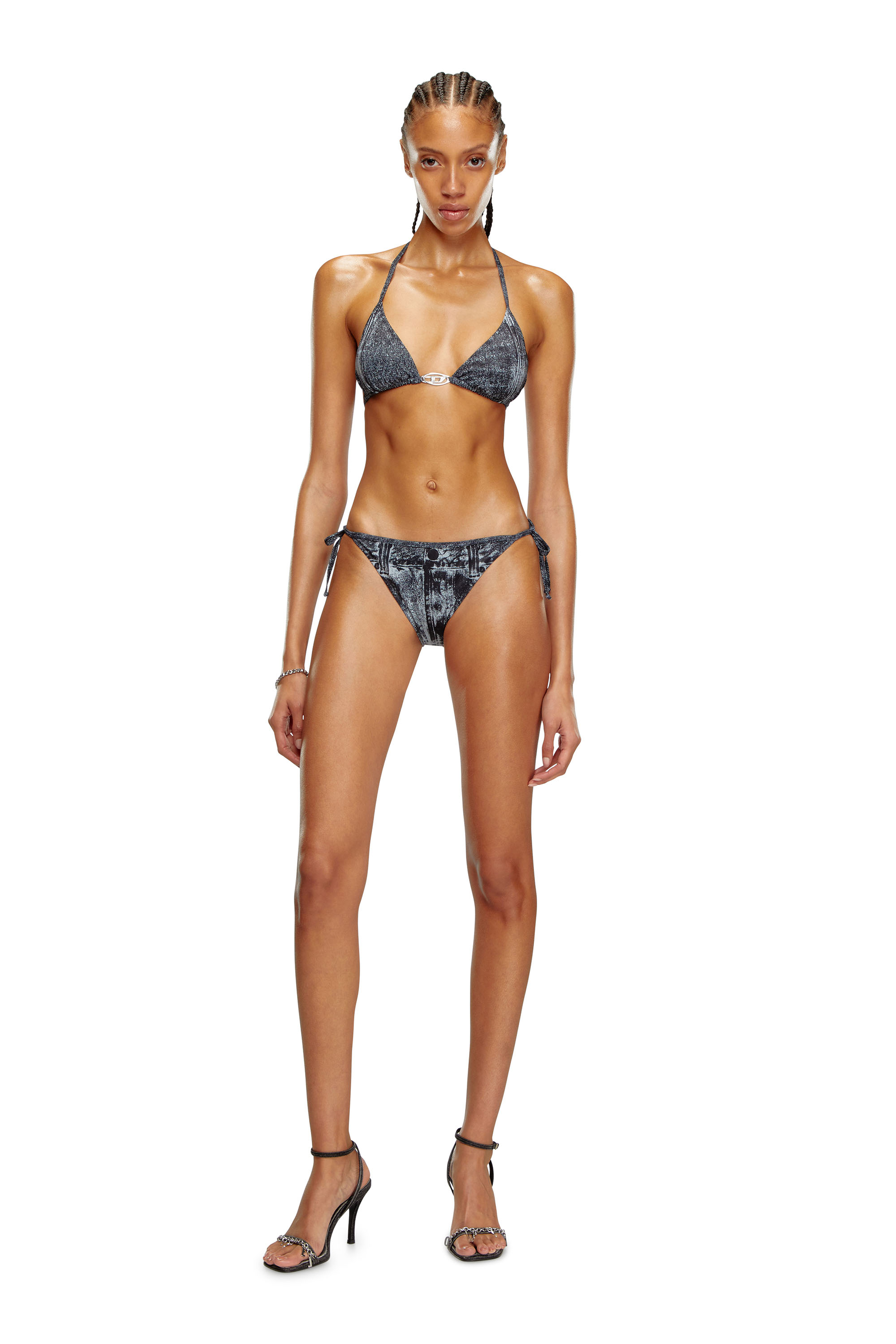 Diesel - BFB-SEES-T, Woman's Bikini top with denim print in Black - 3