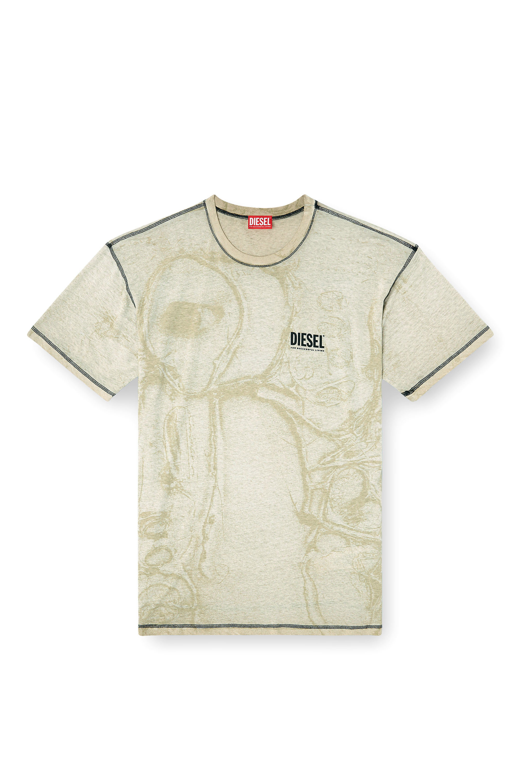 Diesel - T-NORM-V15, Man's Hemp-cotton T-shirt with all-over print in Grey - 2