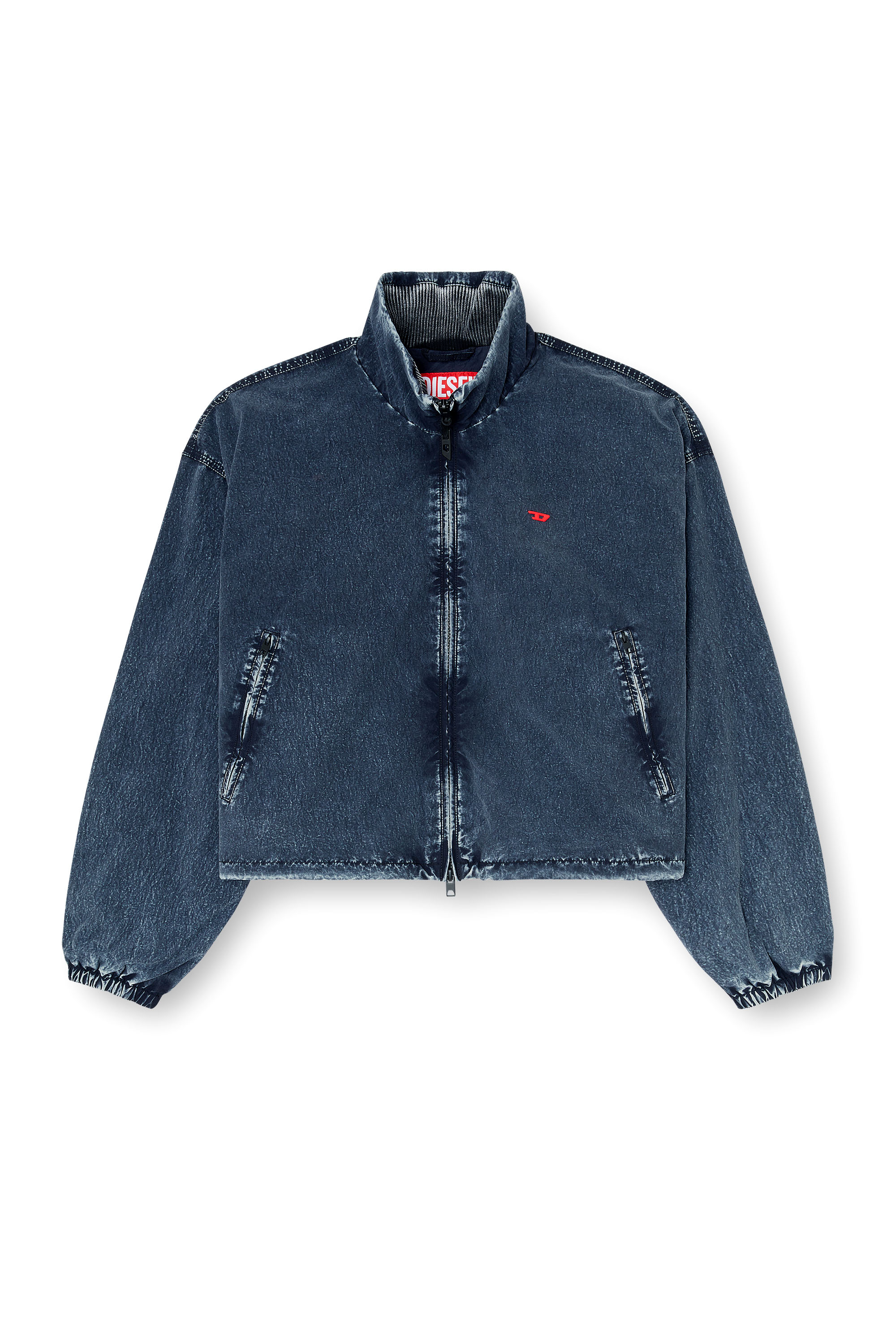Diesel - G-LEAMER, Woman's Windbreaker jacket in acid-wash Taslan in Dark Blue - 3